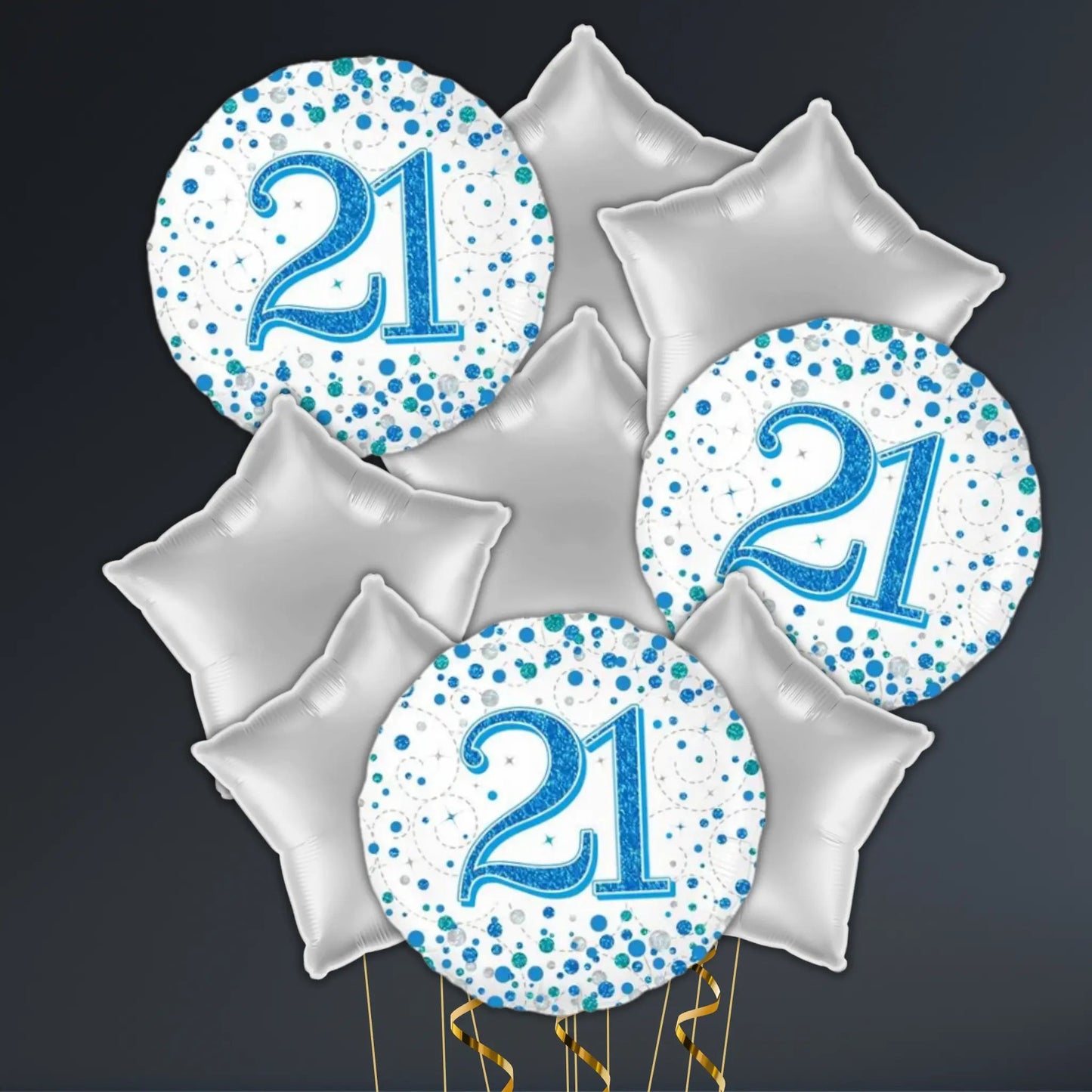 Blue & Silver 21st Birthday Balloon Package – Helium Filled | The Party Hut Cheltenham