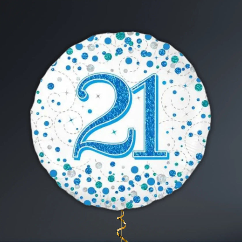 Blue & Silver 21st Birthday Balloon Package – Helium Filled