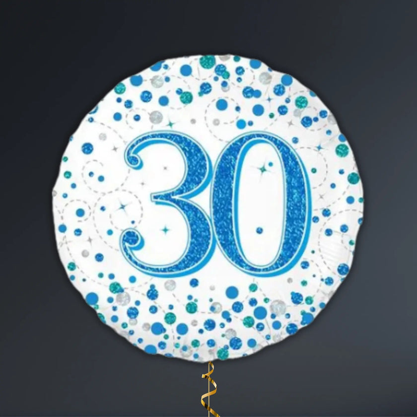 Blue & Silver 30th Birthday Balloon Package – Helium Filled
