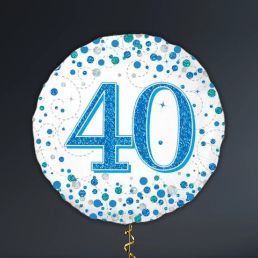 Blue & Silver 40th Birthday Balloon Package – Helium Filled