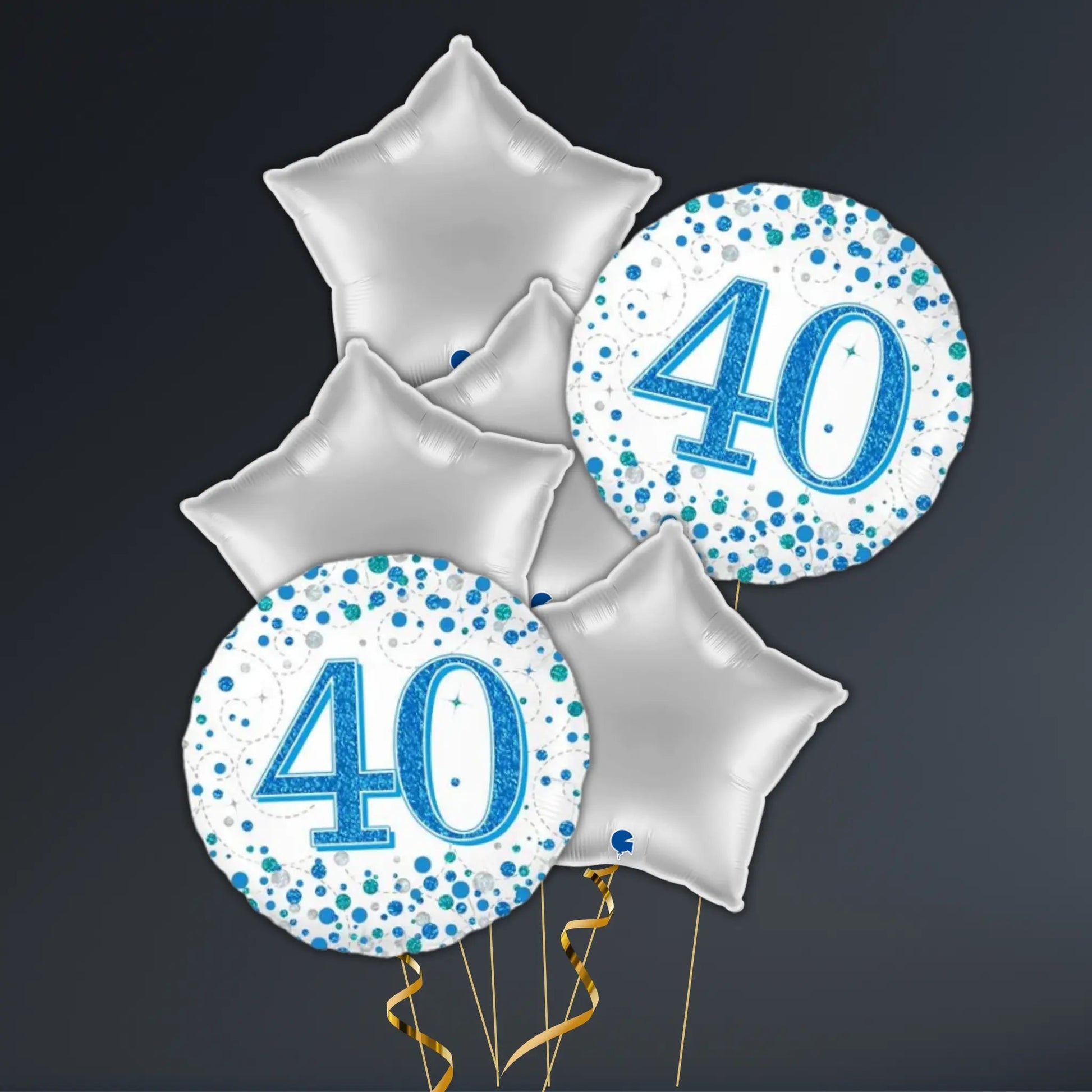 Blue & Silver 40th Birthday Balloon Package – Helium Filled