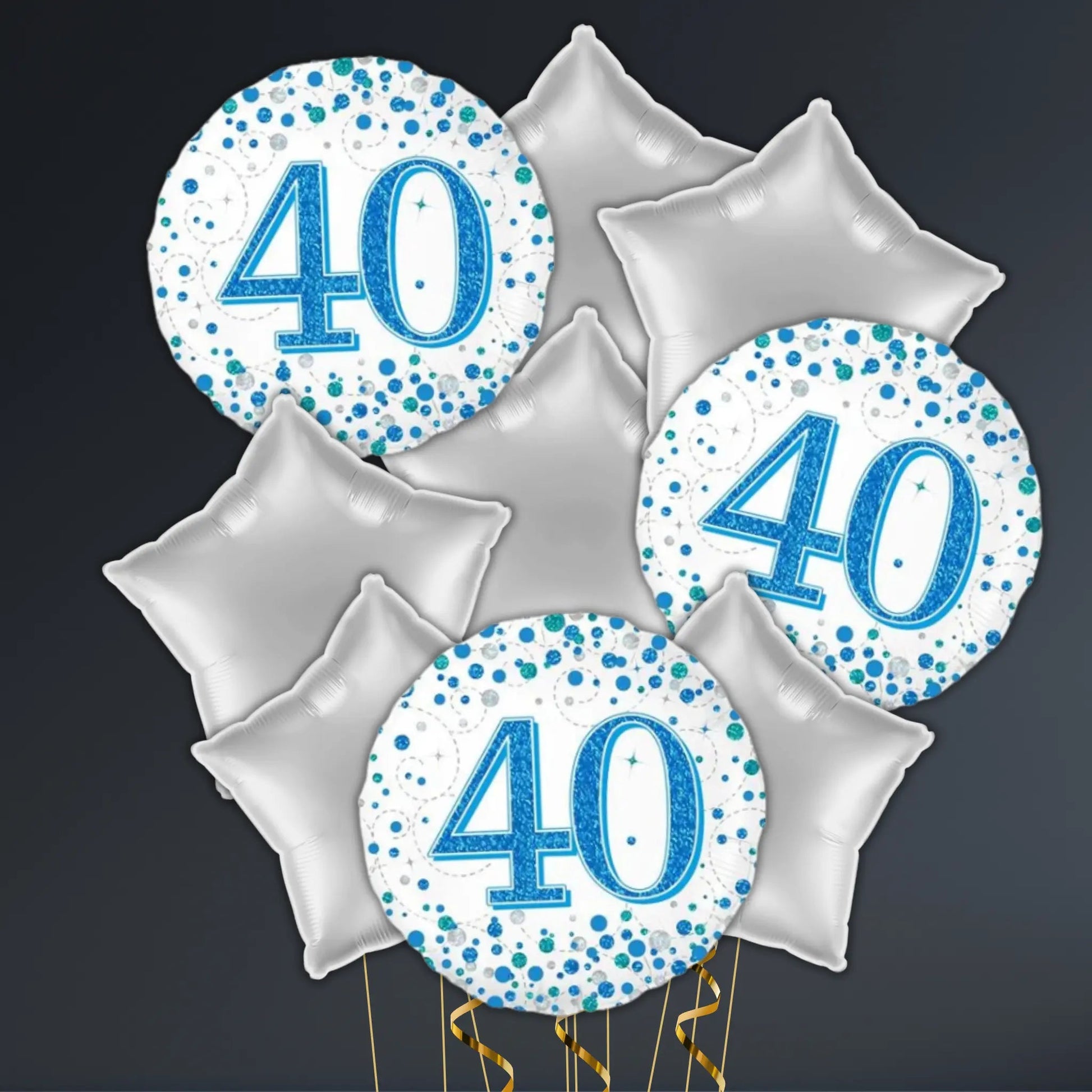 Blue & Silver 40th Birthday Balloon Package – Helium Filled