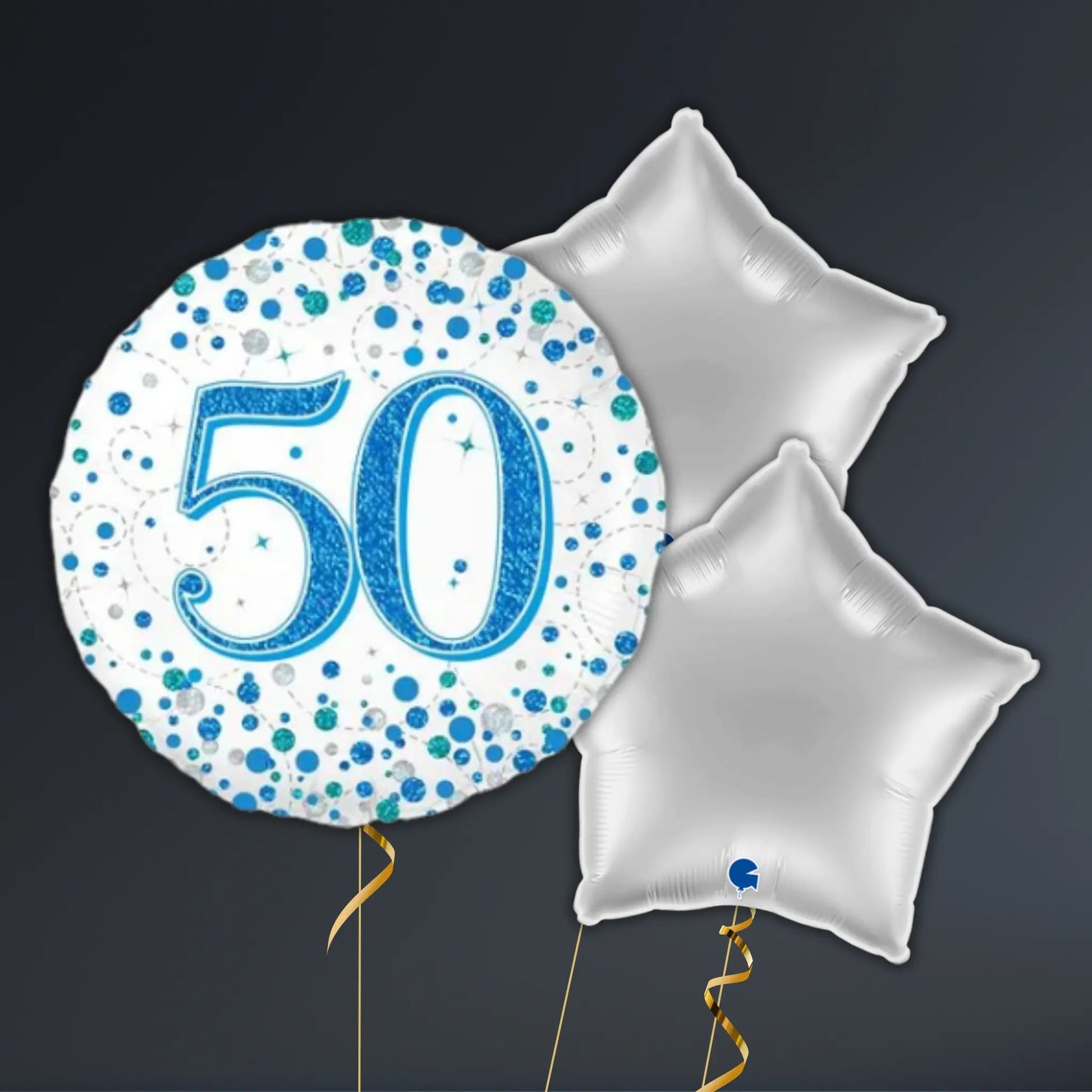 Blue & Silver 50th Birthday Balloon Package – Helium Filled