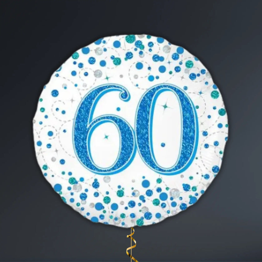 Blue & Silver 60th Birthday Balloon Package – Helium Filled
