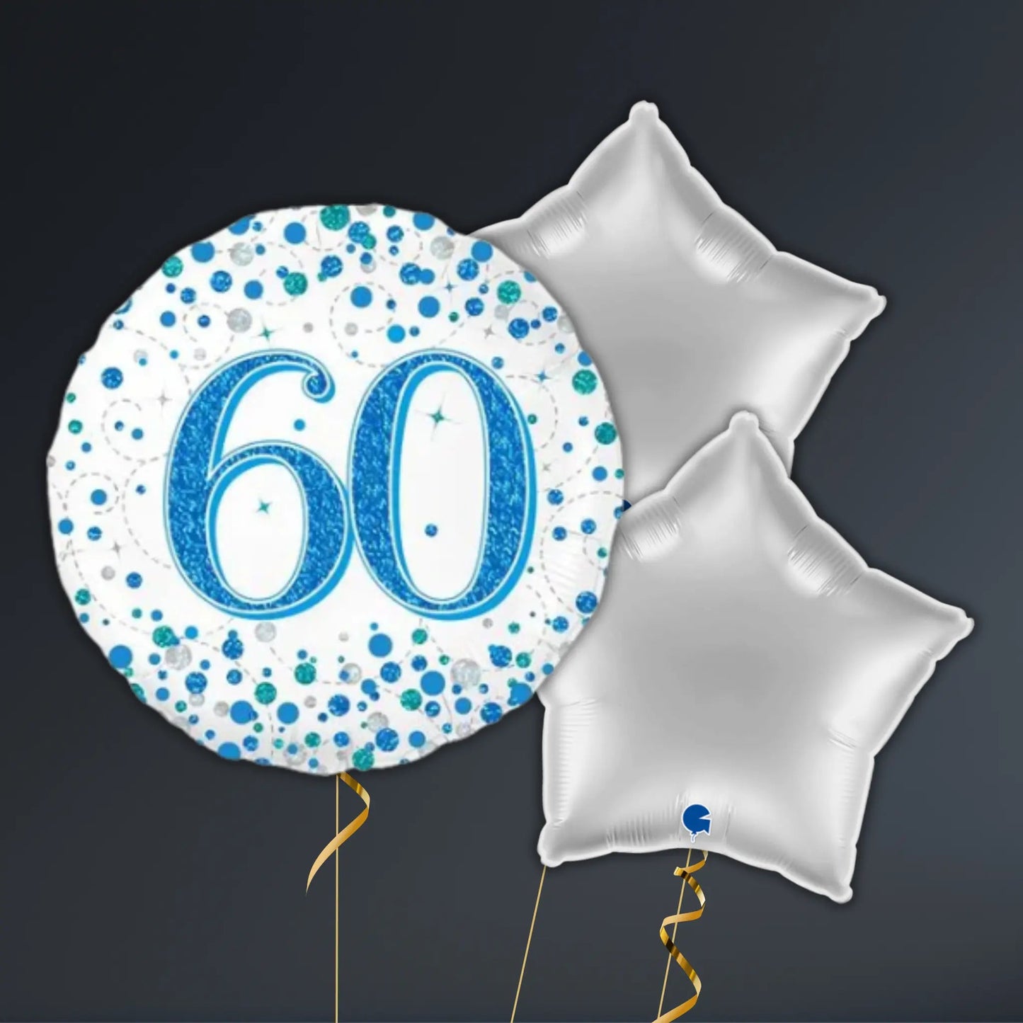 Blue & Silver 60th Birthday Balloon Package – Helium Filled | The Party Hut Cheltenham