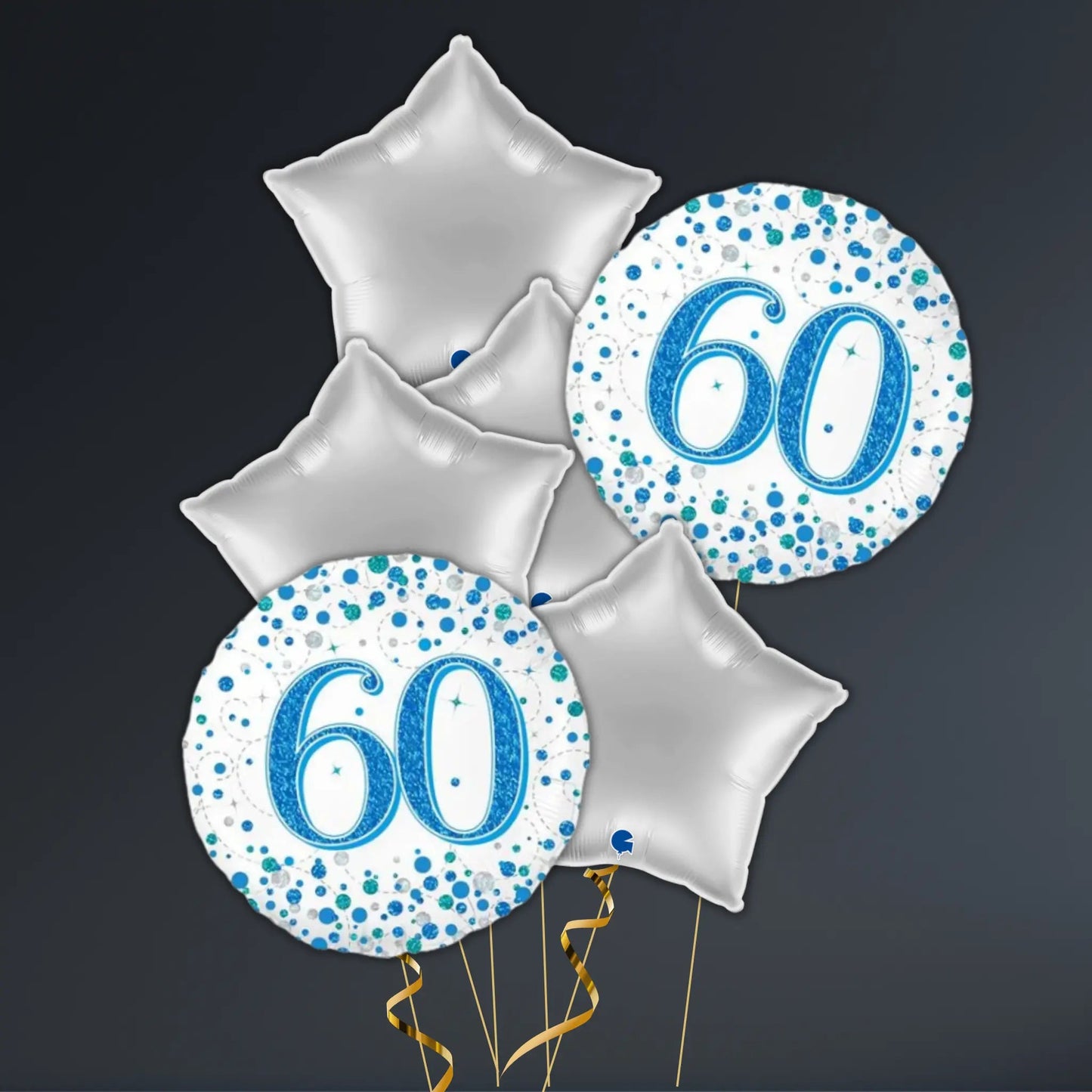 Blue & Silver 60th Birthday Balloon Package – Helium Filled | The Party Hut Cheltenham