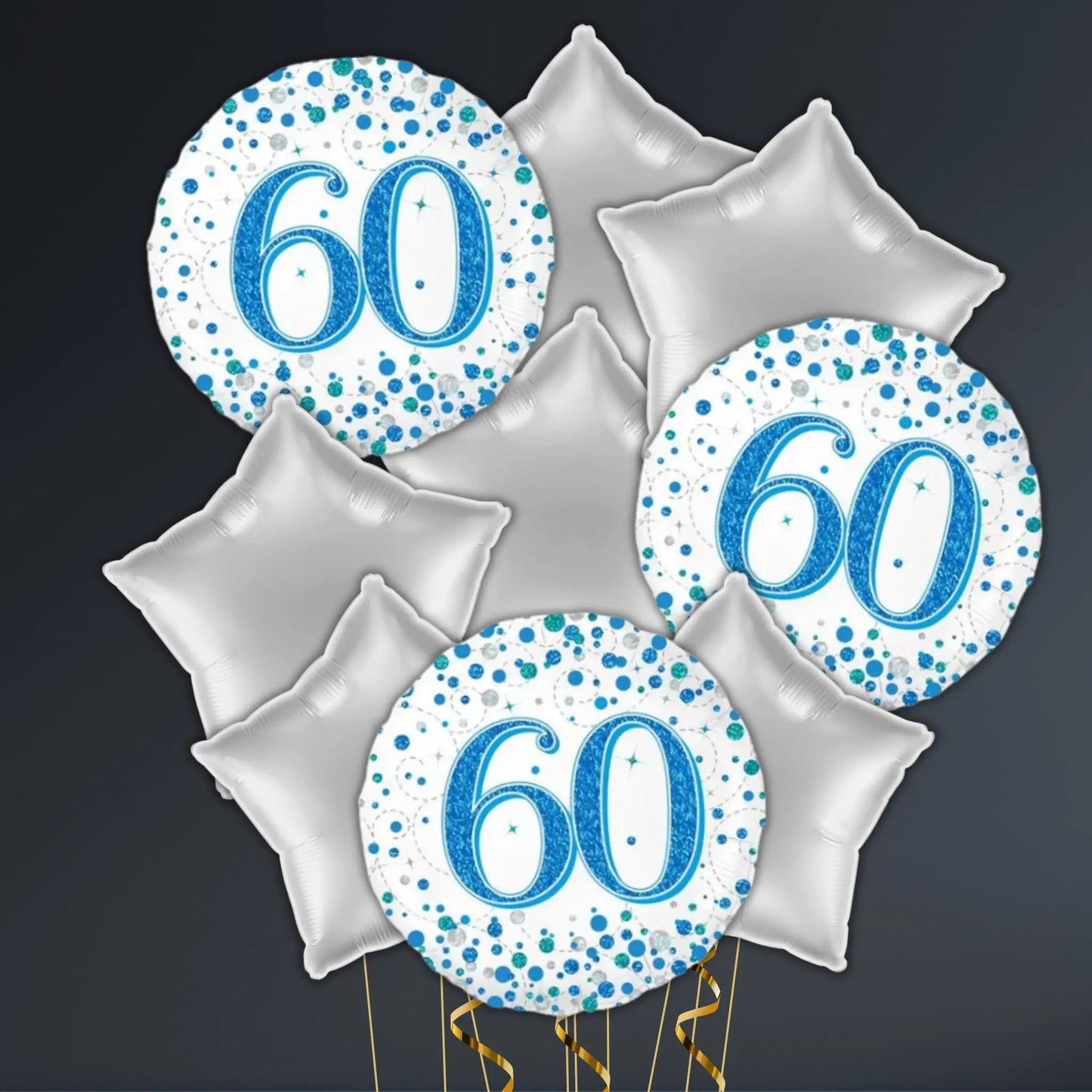Blue & Silver 60th Birthday Balloon Package – Helium Filled | The Party Hut Cheltenham
