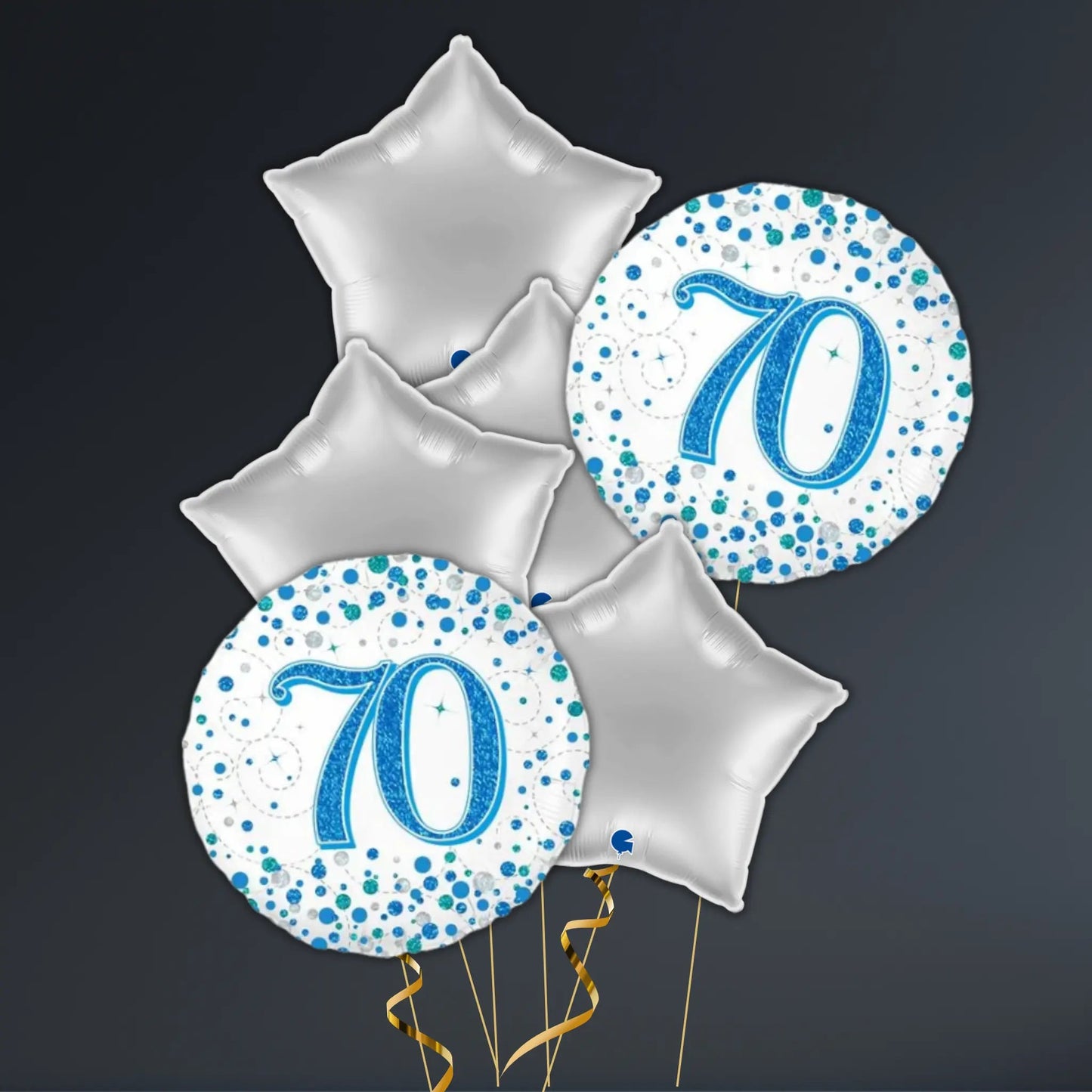 Blue & Silver 70th Birthday Balloon Package – Helium Filled | The Party Hut Cheltenham