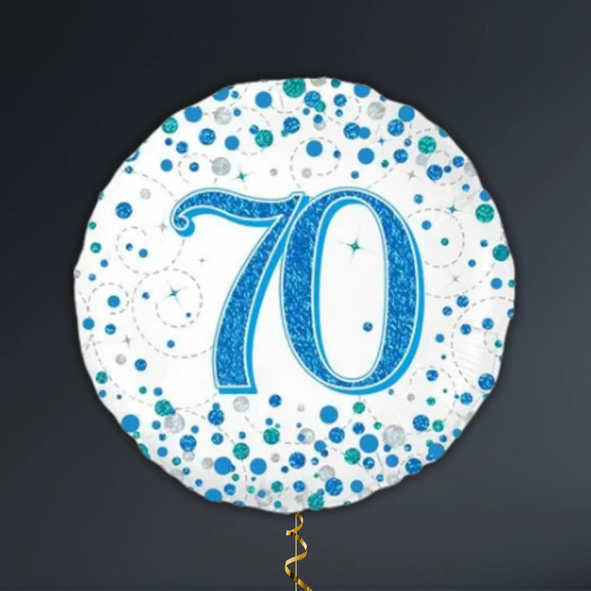 Blue & Silver 70th Birthday Balloon Package – Helium Filled