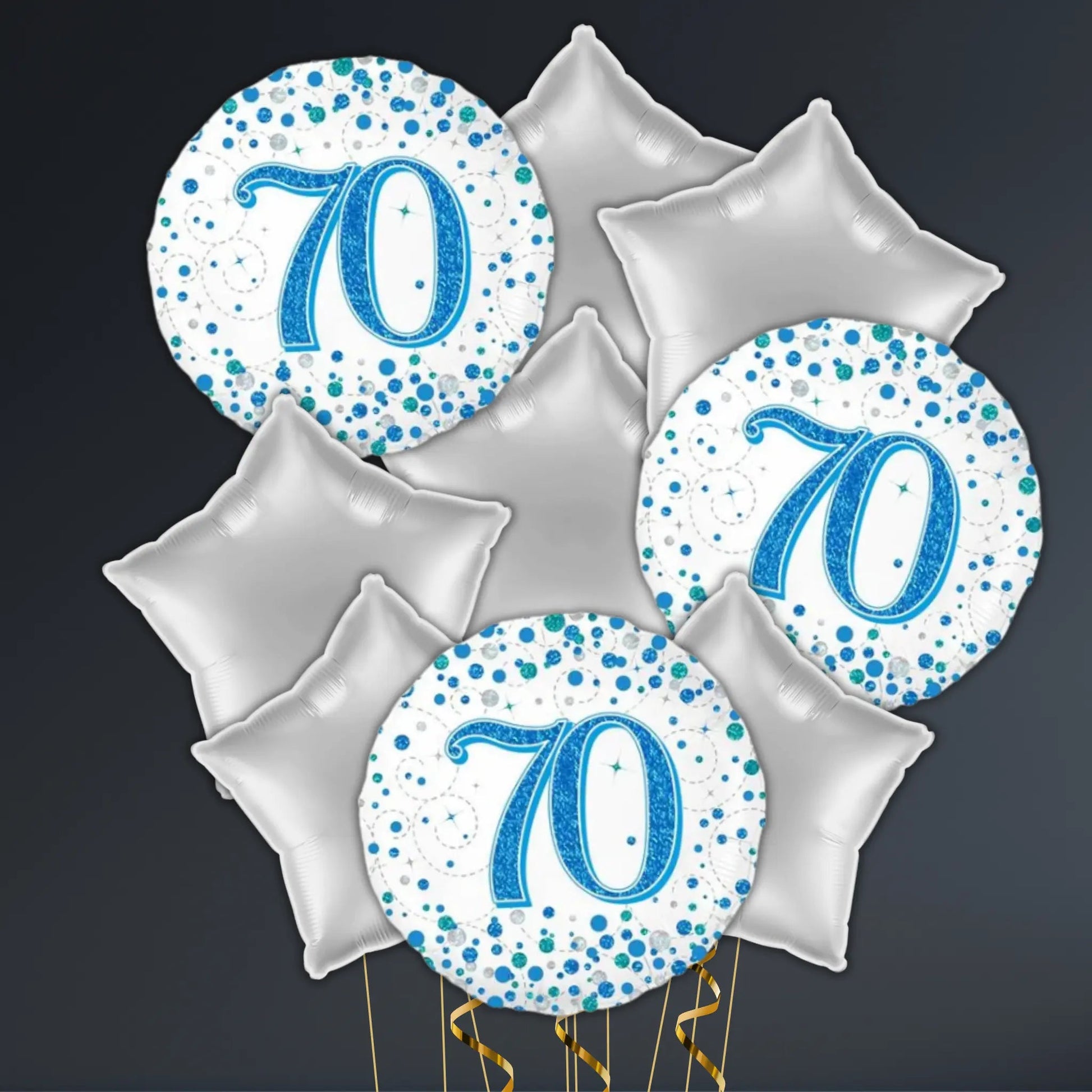 Blue & Silver 70th Birthday Balloon Package – Helium Filled