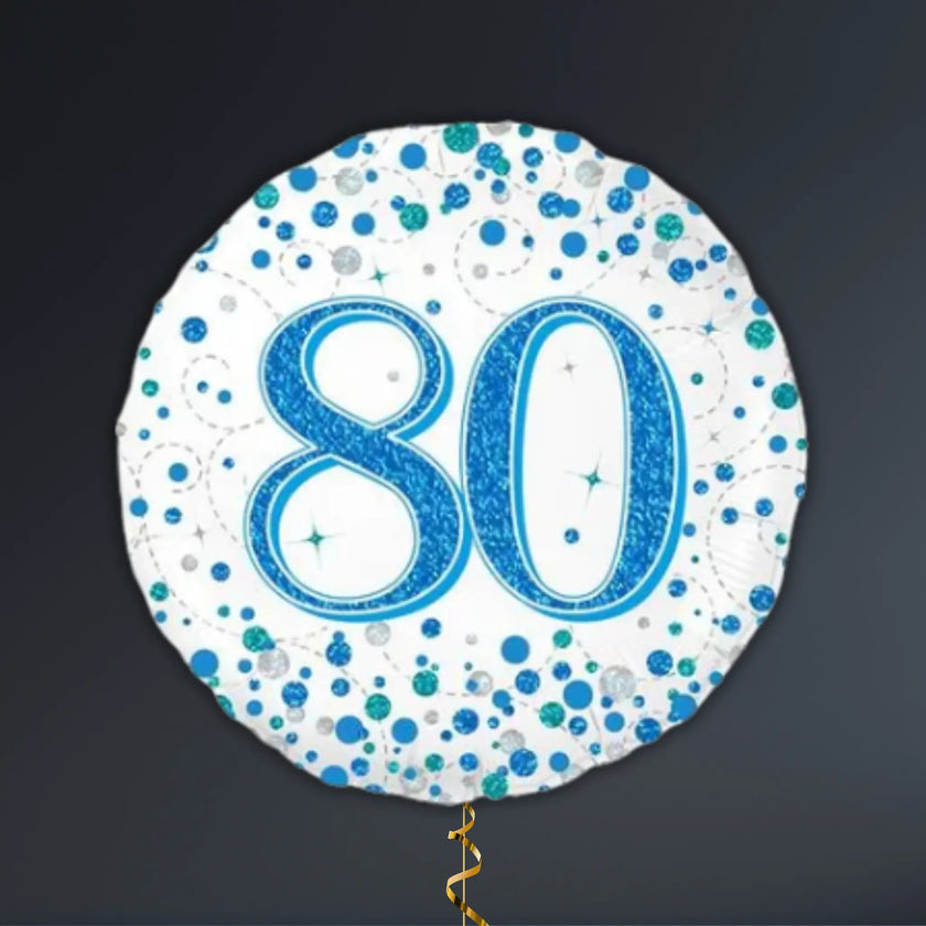 Blue & Silver 80th Birthday Balloon Package – Helium Filled