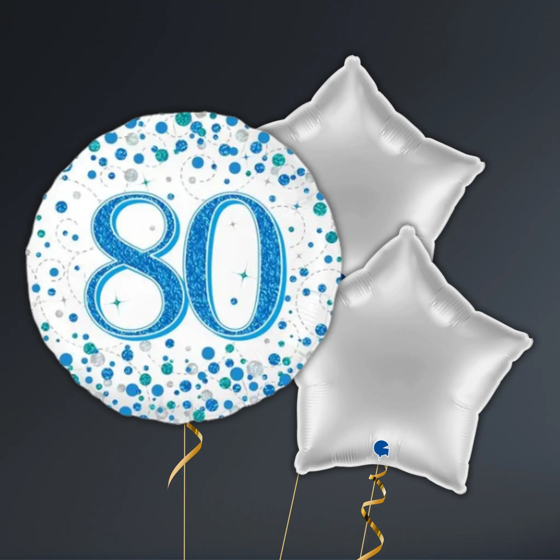 Blue & Silver 80th Birthday Balloon Package – Helium Filled