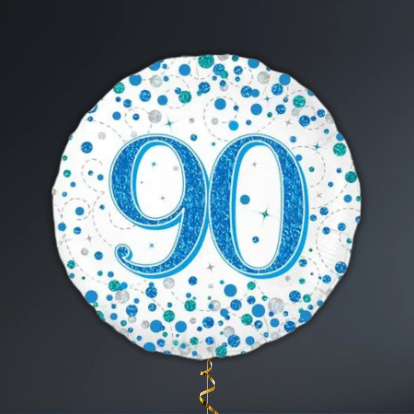 Blue & Silver 90th Birthday Balloon Package – Helium Filled