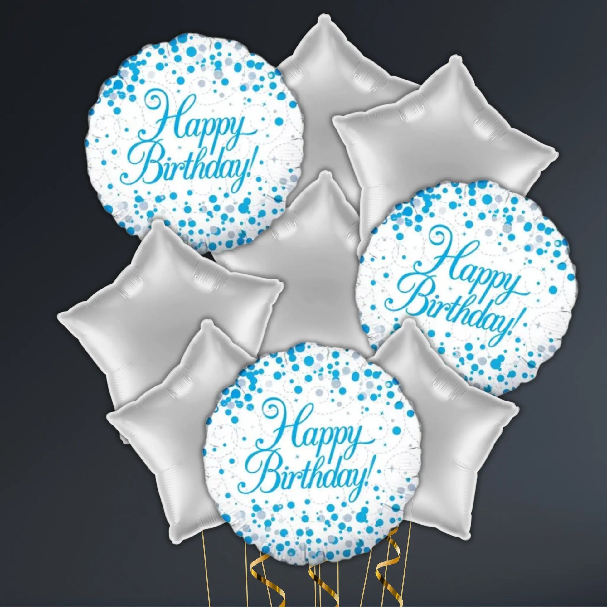 Blue & Silver Birthday Balloon Package – Helium Filled