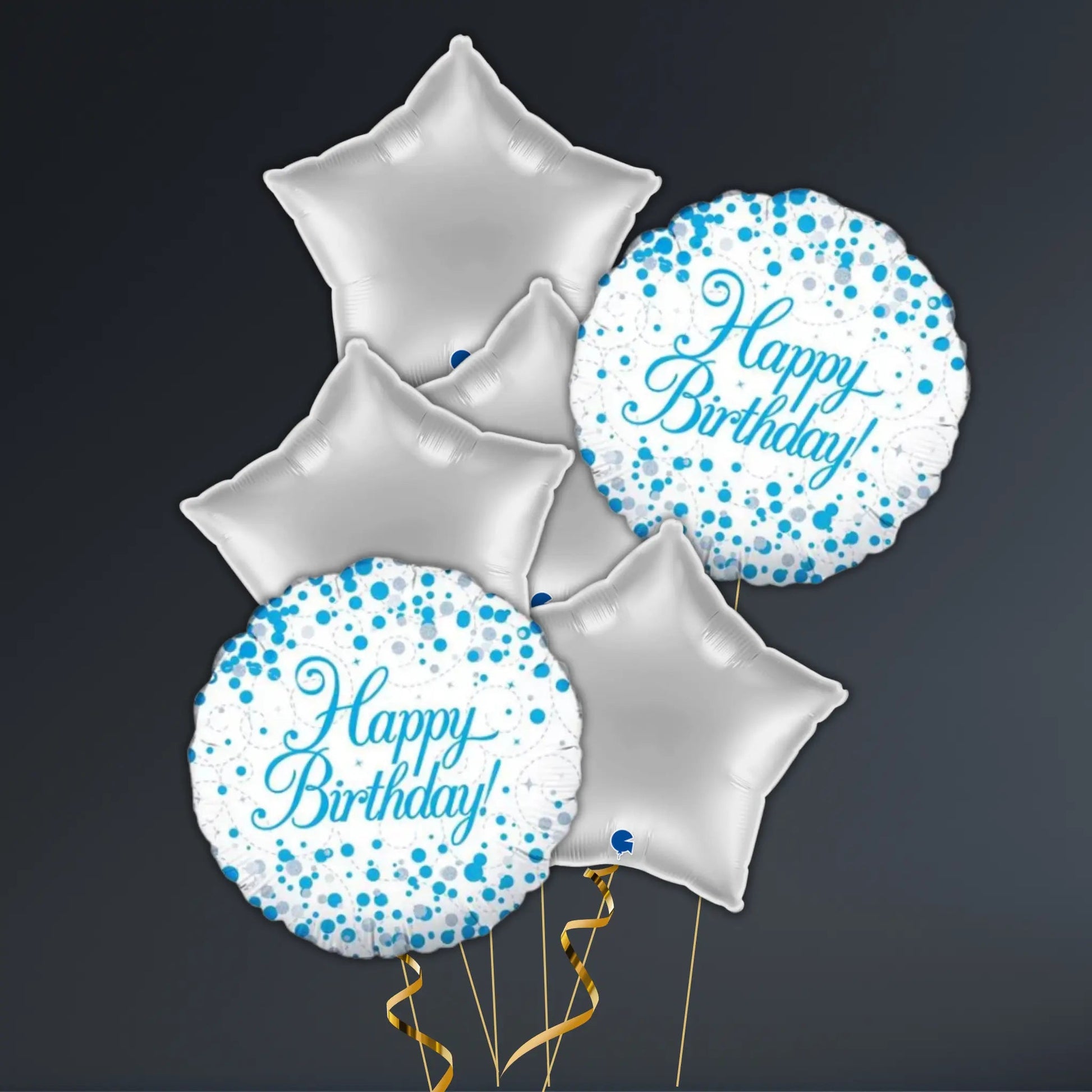 Blue & Silver Birthday Balloon Package – Helium Filled