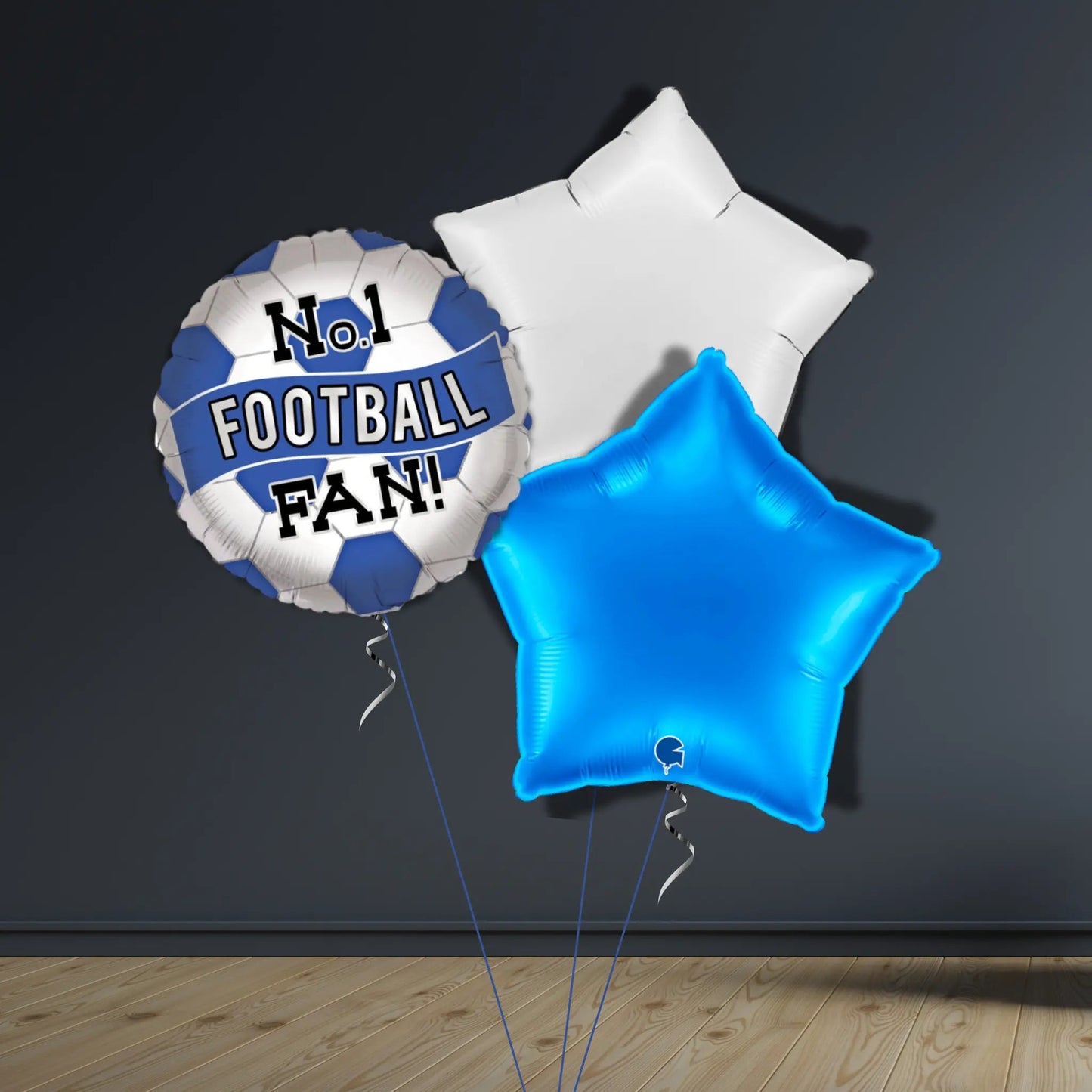 Blue & White No.1 Football Fan Balloon Package | Helium - Filled | The Party Hut Cheltenham