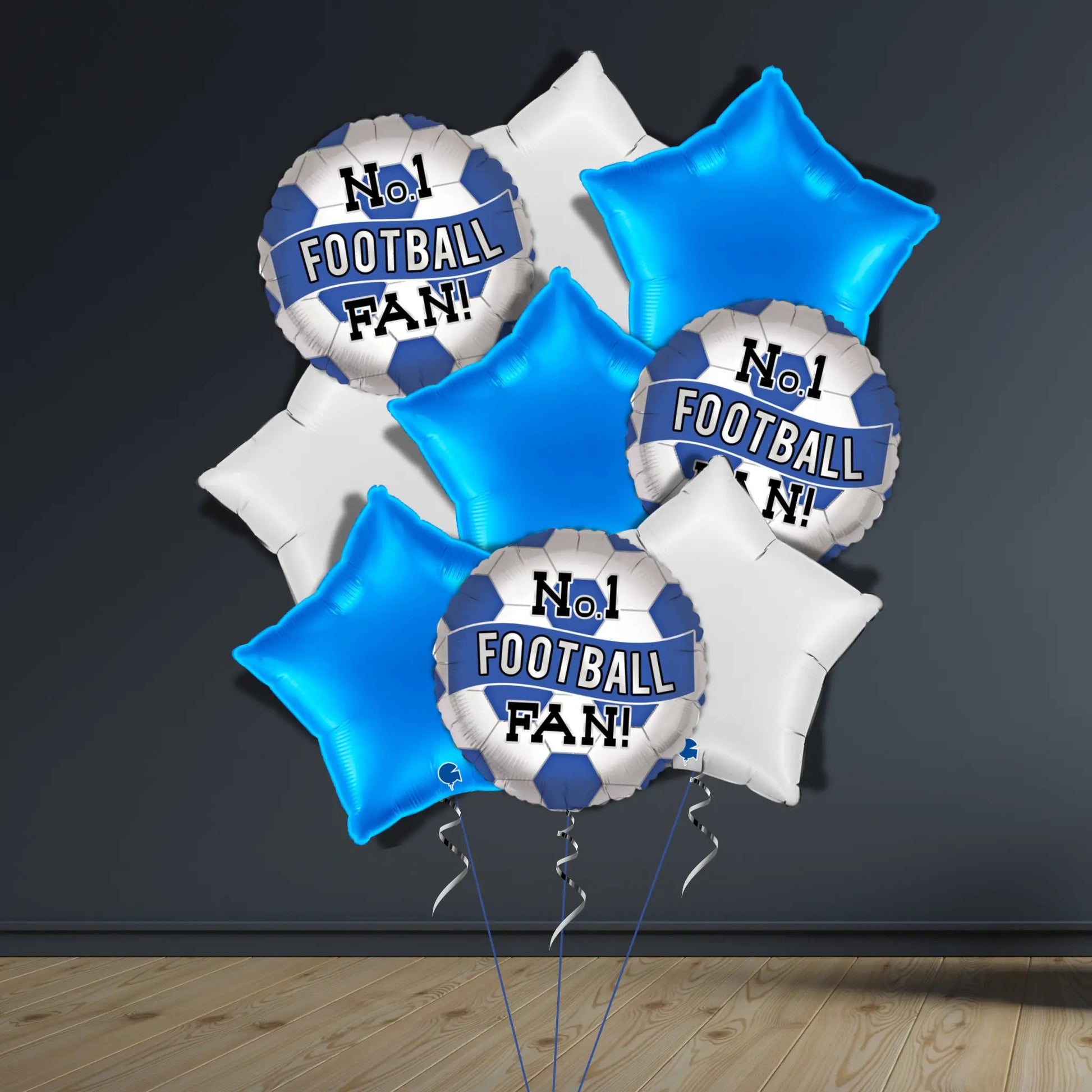 No.1 Football Fan Balloon Bouquet – Blue & White | Helium