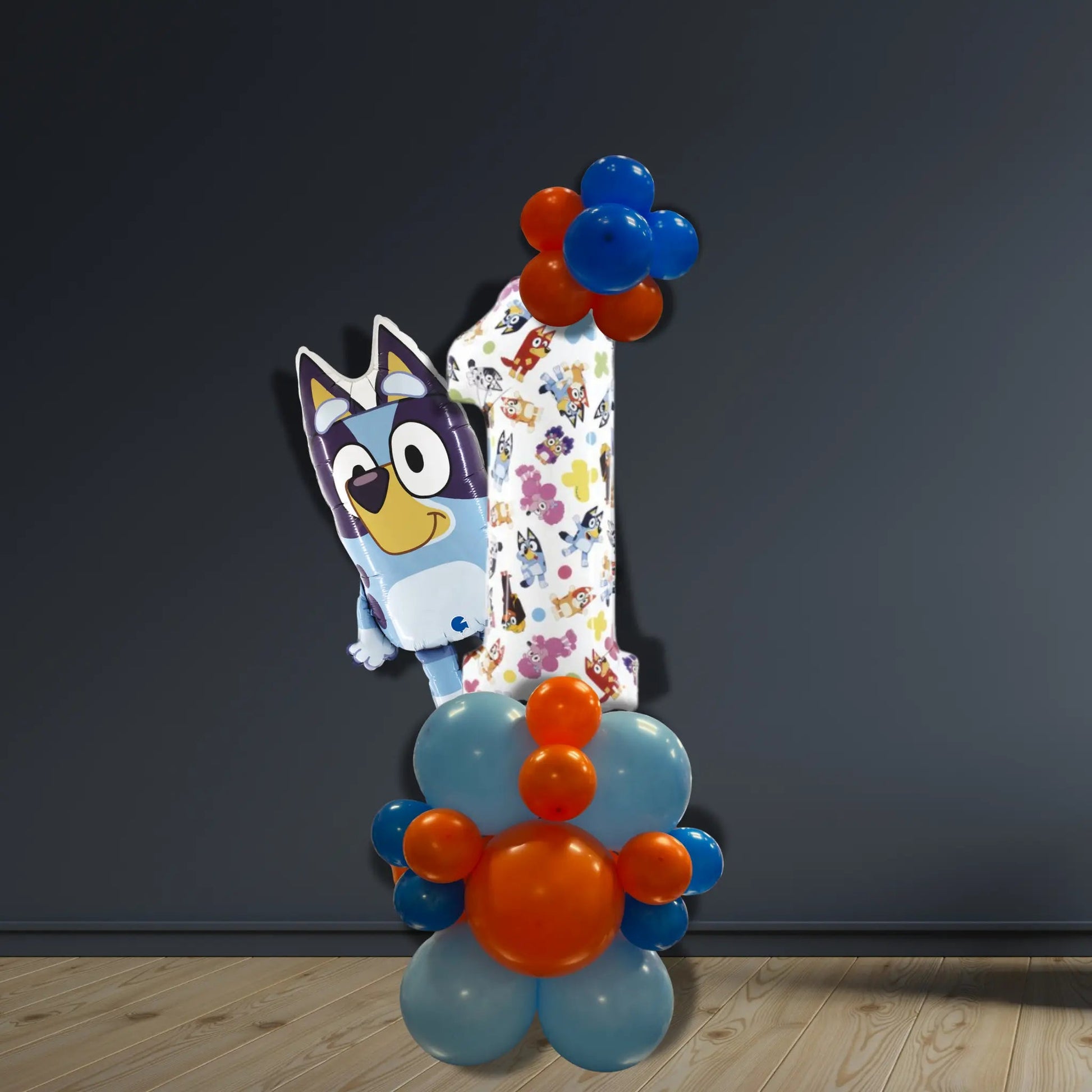 Bluey 1st Birthday Balloon Stack | Air-Filled Display