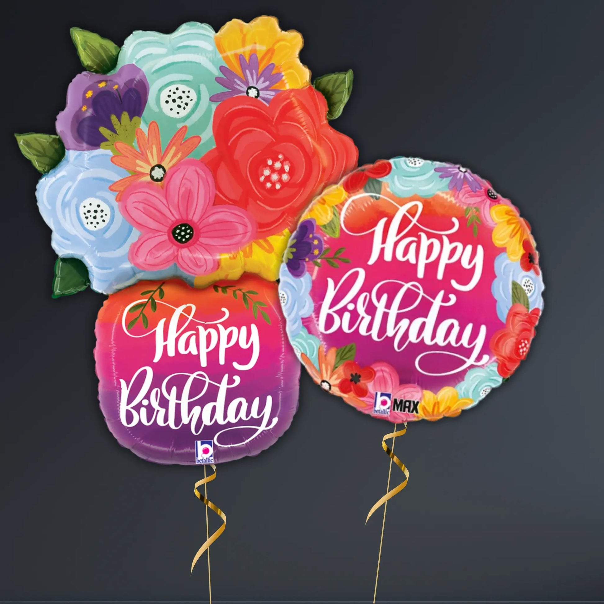 Bright Florals in a Vase Balloon Package – Helium Filled