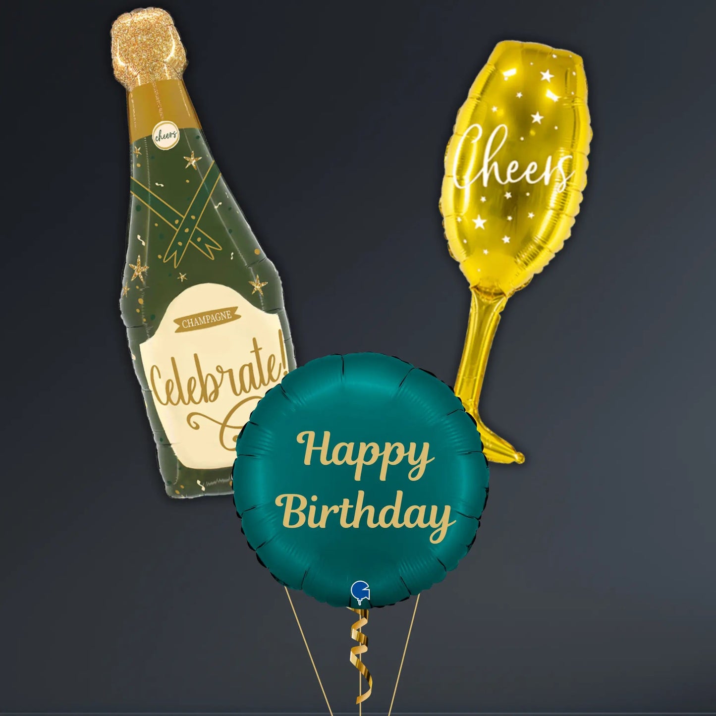 Celebrate Champagne Balloon Package – Green & Gold Birthday Style | The Party Hut Cheltenham