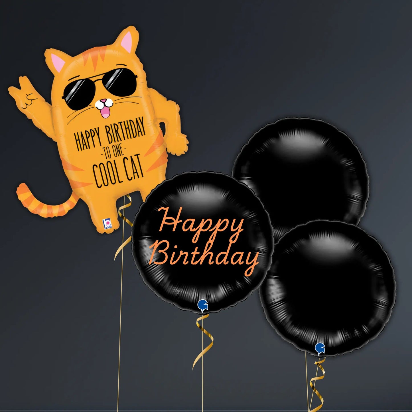 Cool Cat Birthday Balloon Package with Black & Orange Foils | The Party Hut Cheltenham