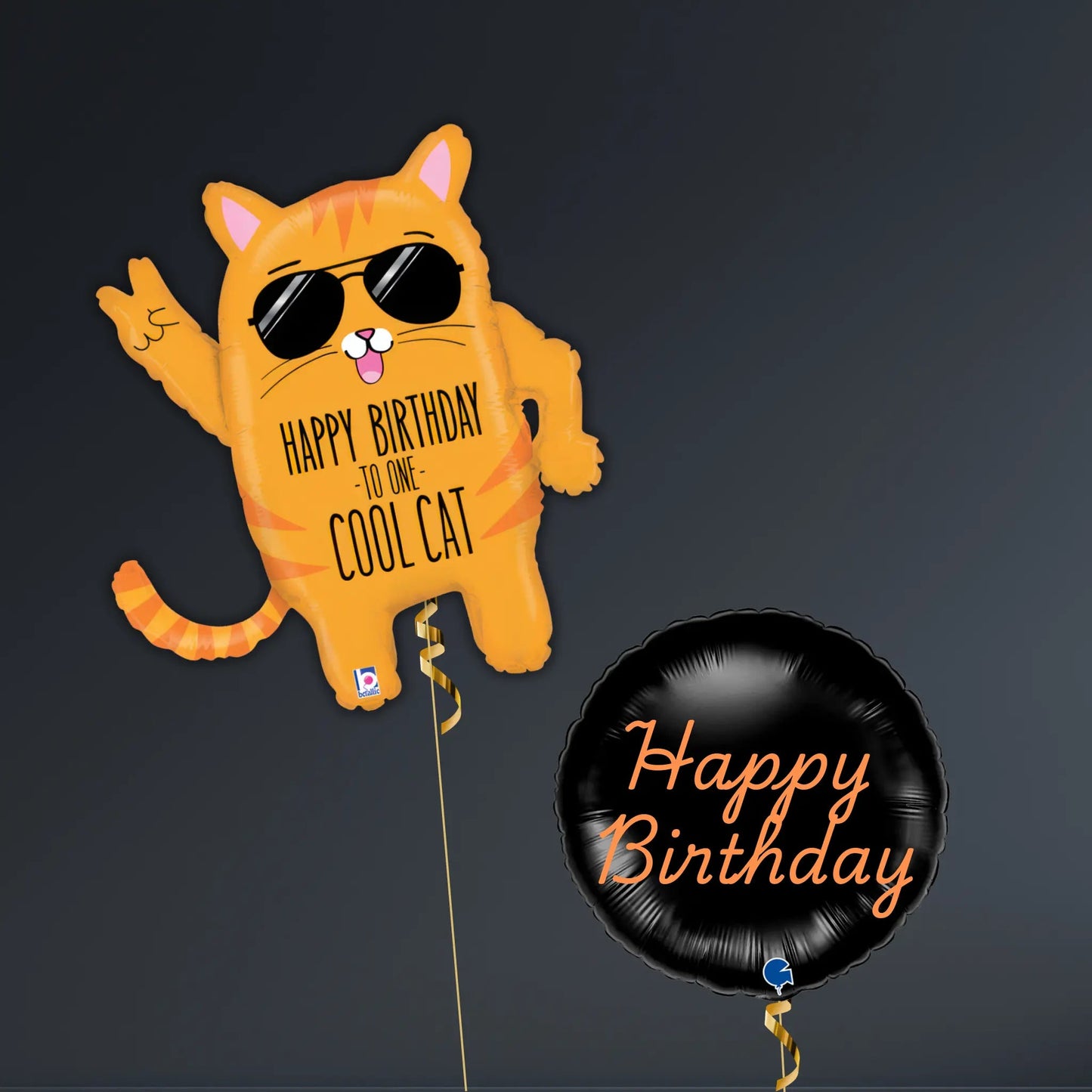 Cool Cat Birthday Balloon Package with Black & Orange Foils | The Party Hut Cheltenham