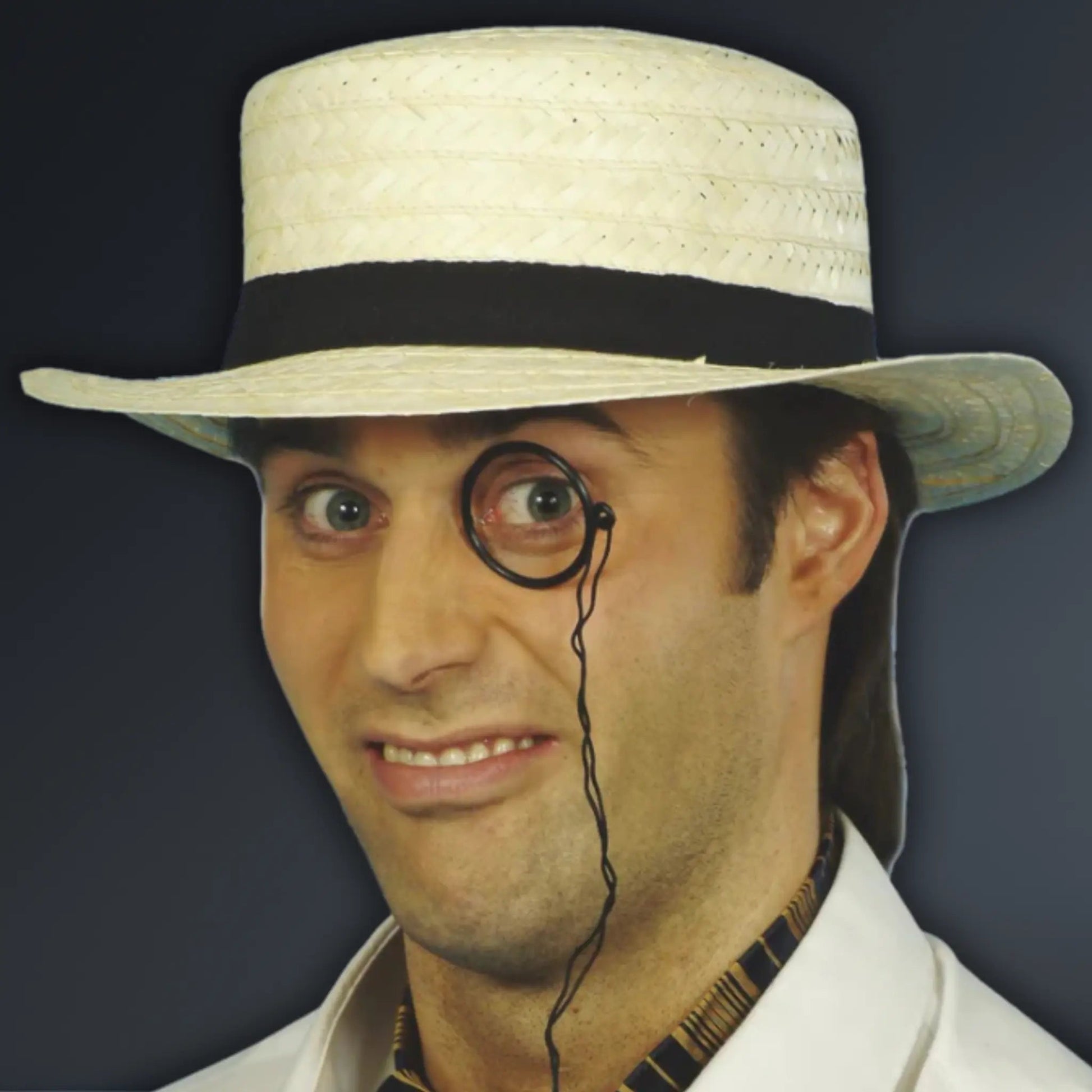 Cream Straw Boater Hat – Vintage Style Fancy Dress