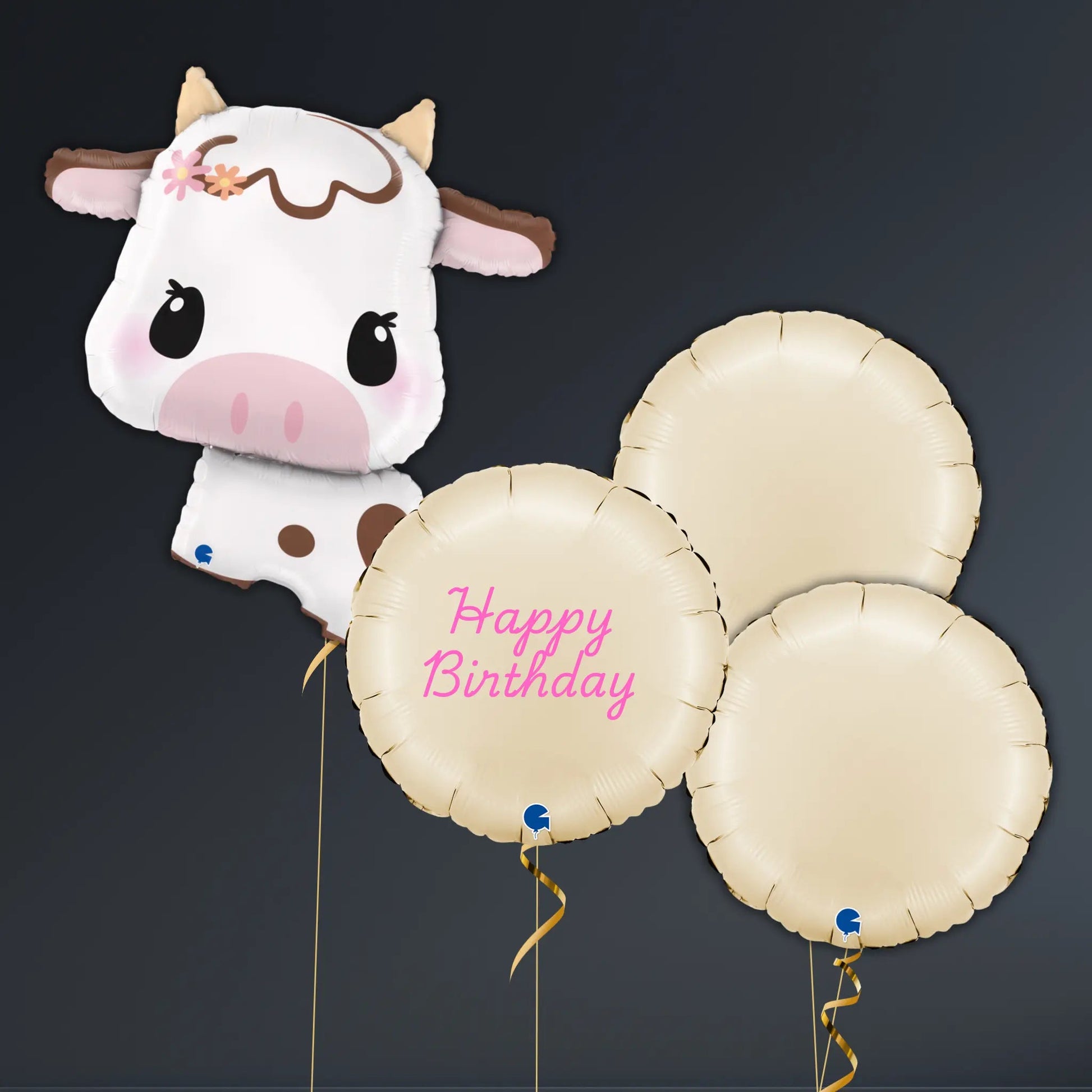 Cute Cow & Pastel Flower Balloon Package – Farm Birthday Party