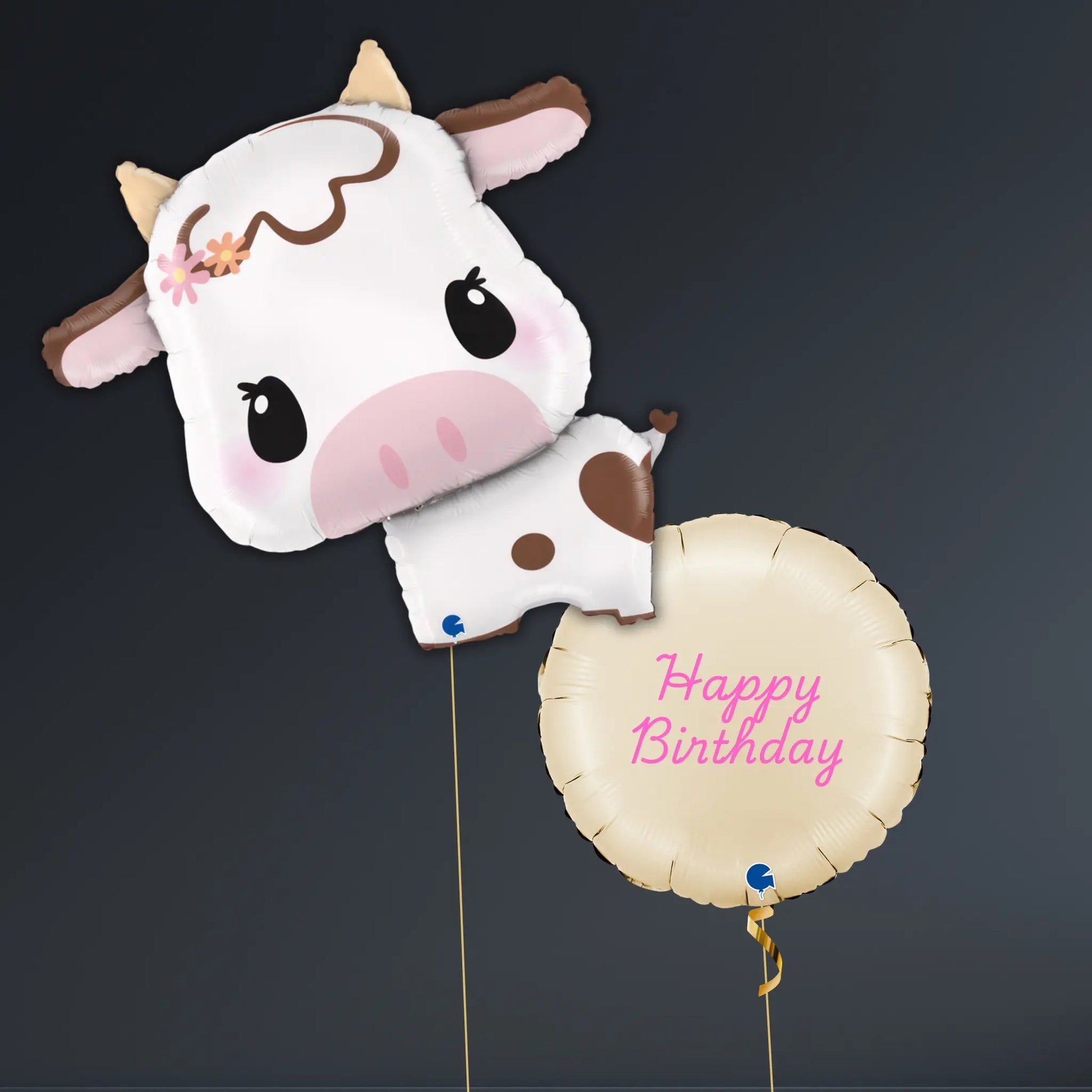Cute Cow & Pastel Flower Balloon Package – Farm Birthday Party