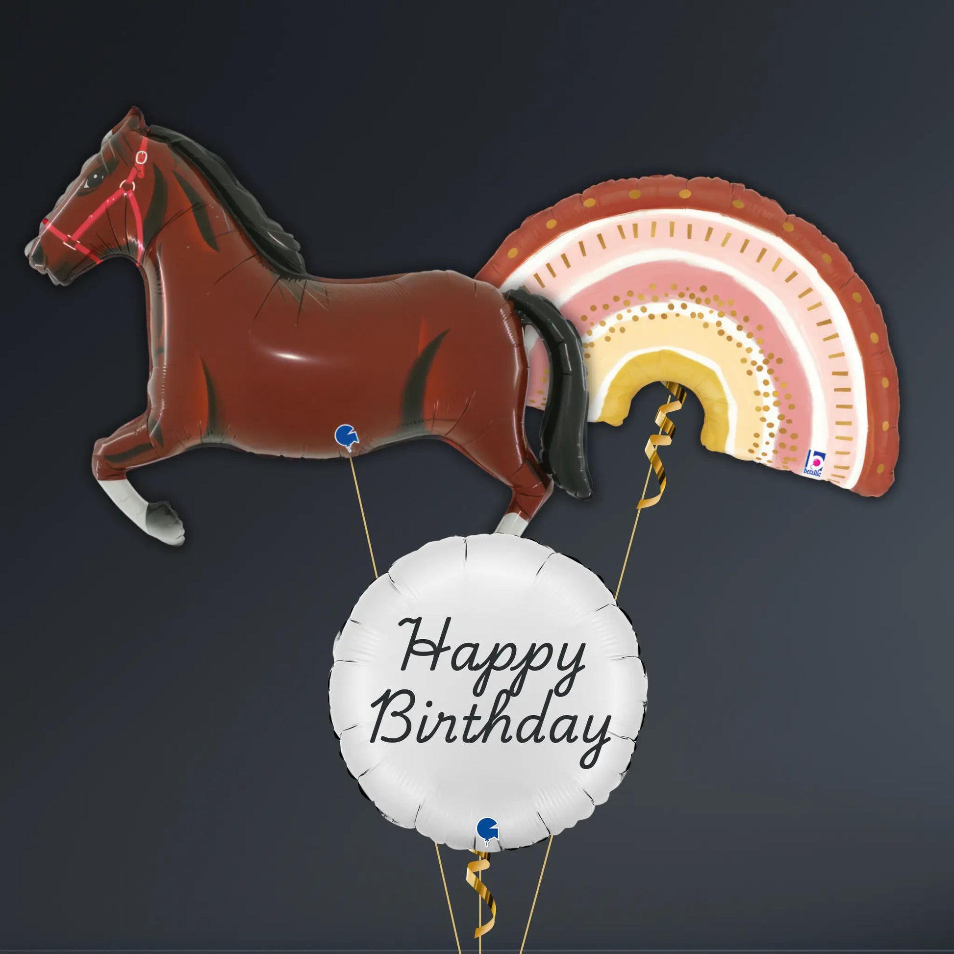Dark Brown Horse & Birthday Balloon Package – Helium Filled