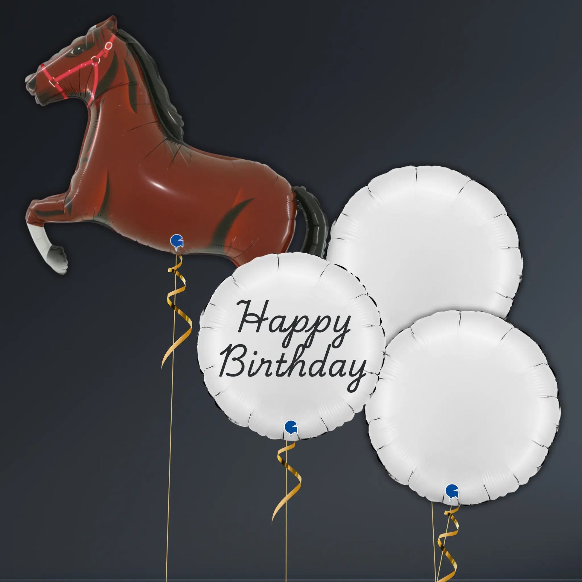 Dark Brown Horse & Birthday Balloon Package – Helium Filled