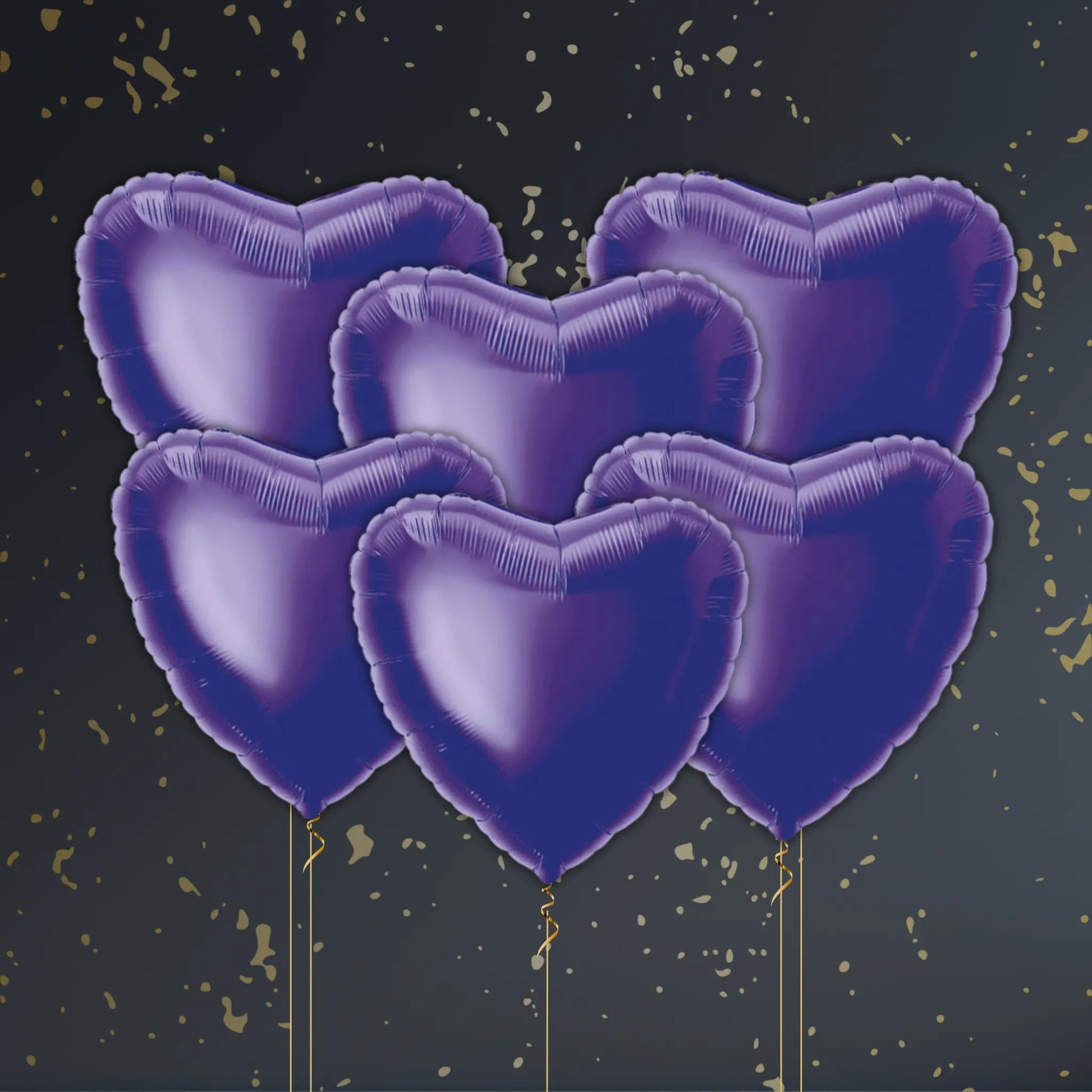 Deep Purple Heart Balloon Package - Helium Filled