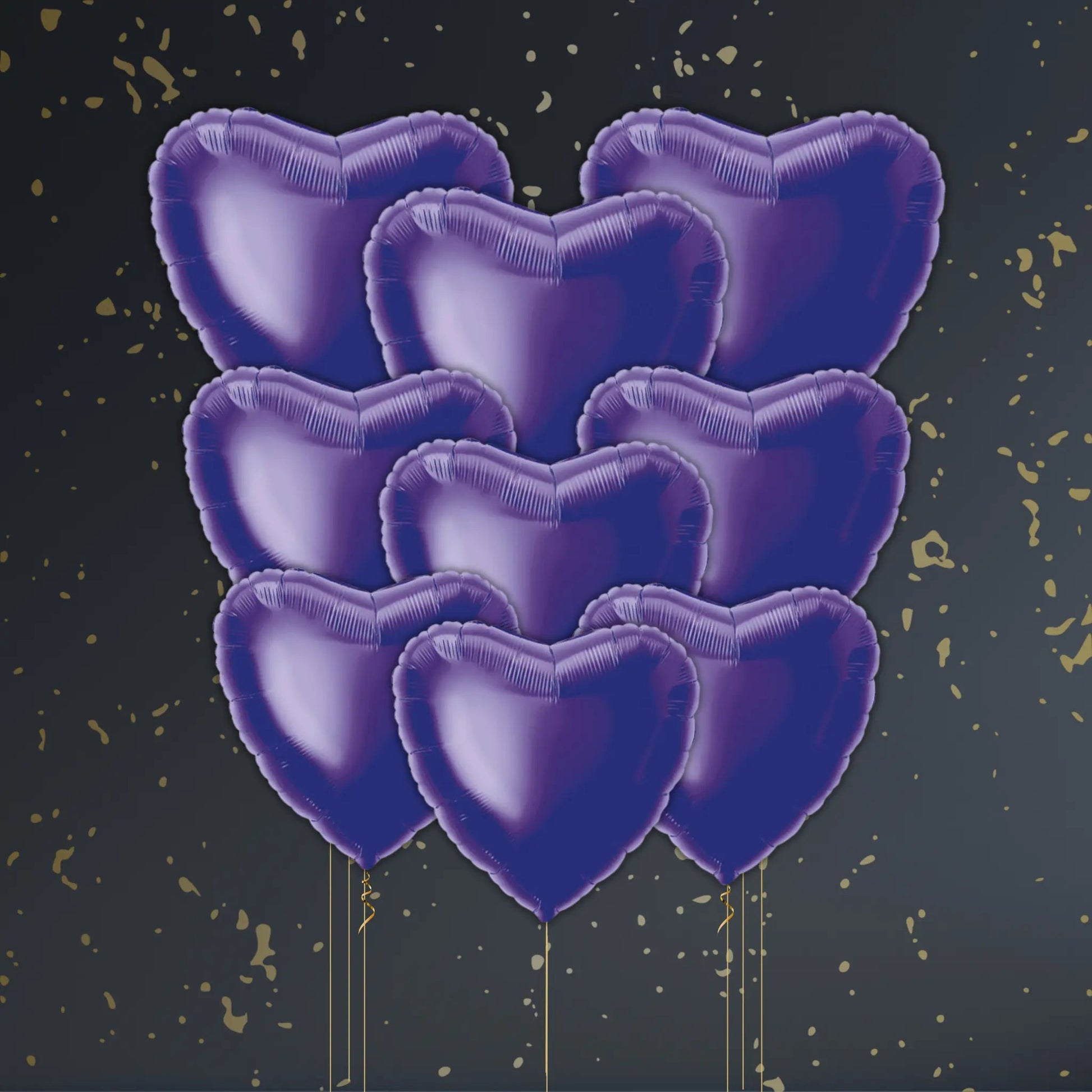 Deep Purple Heart Balloon Package - Helium Filled