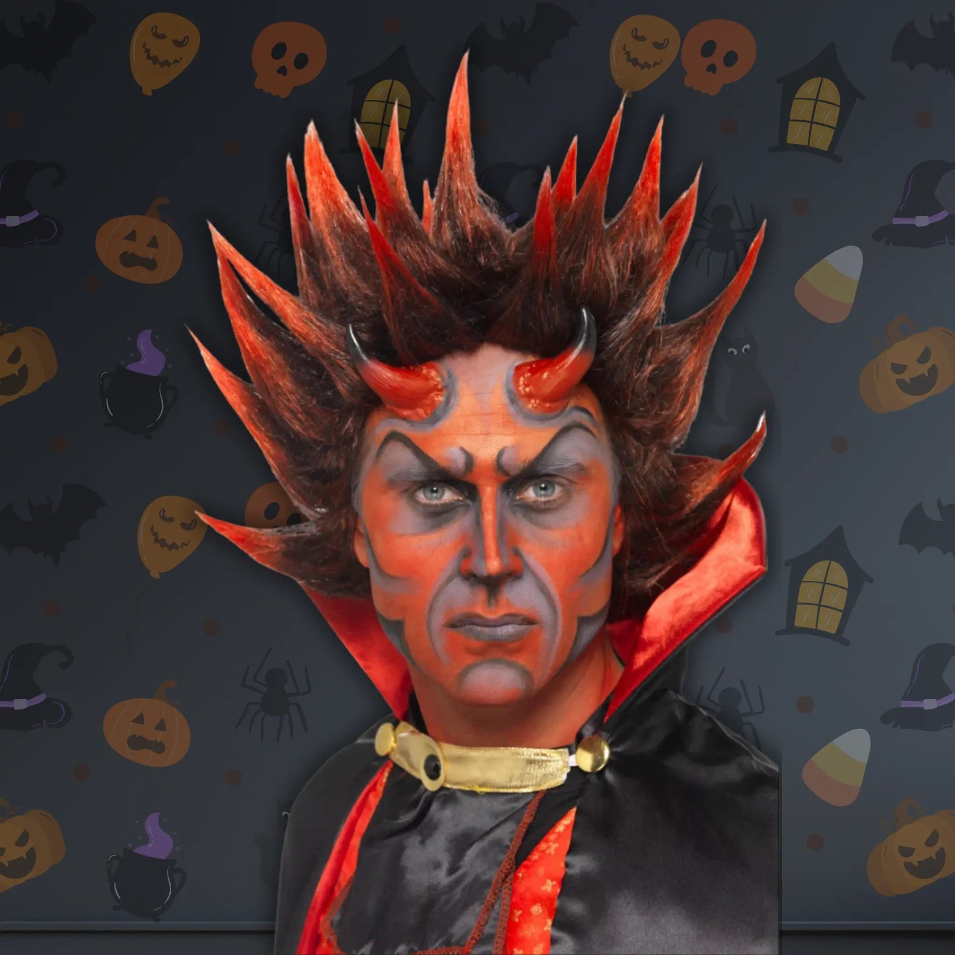 Devil Punky Wig – Red & Black Spiky