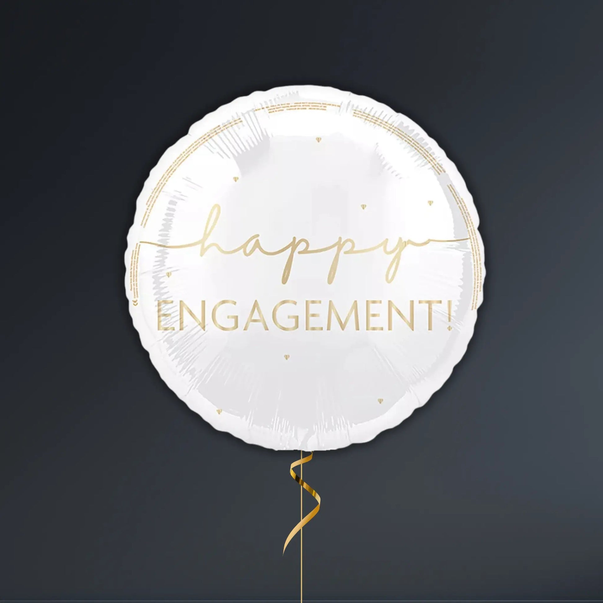 Elegant White & Gold Happy Engagement Balloon Package – Luxe Foil Design