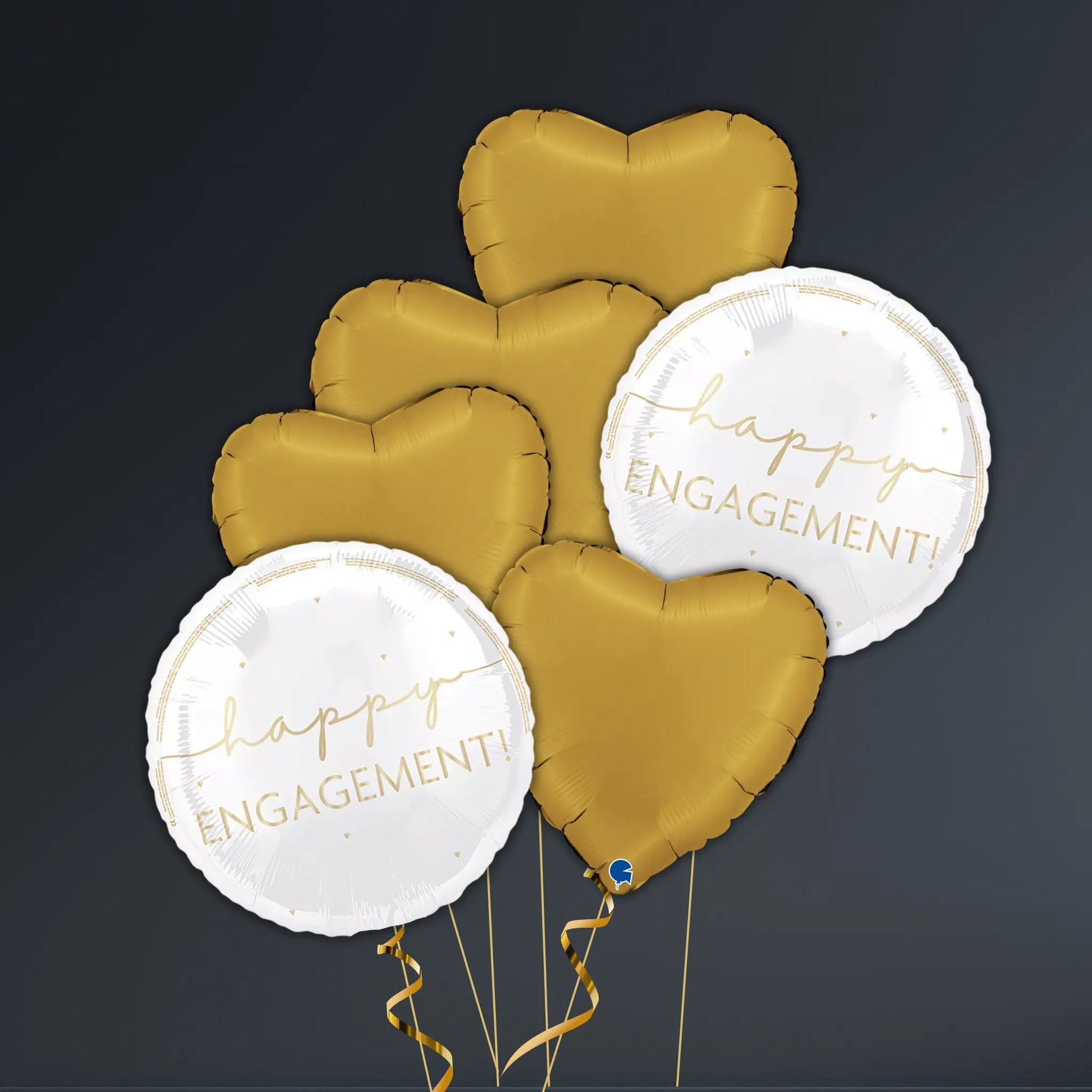 Elegant White & Gold Happy Engagement Balloon Package – Luxe Foil Design