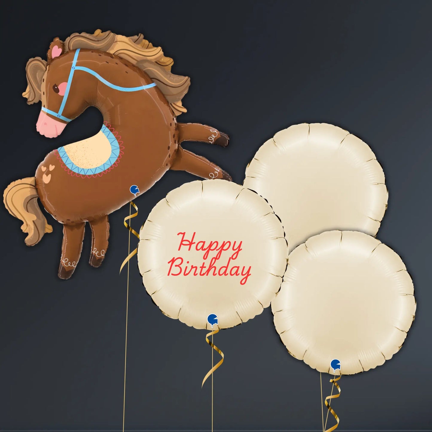 Galloping Horse Birthday Balloon Package – Brown Pony Design, 5pc Set | The Party Hut Cheltenham