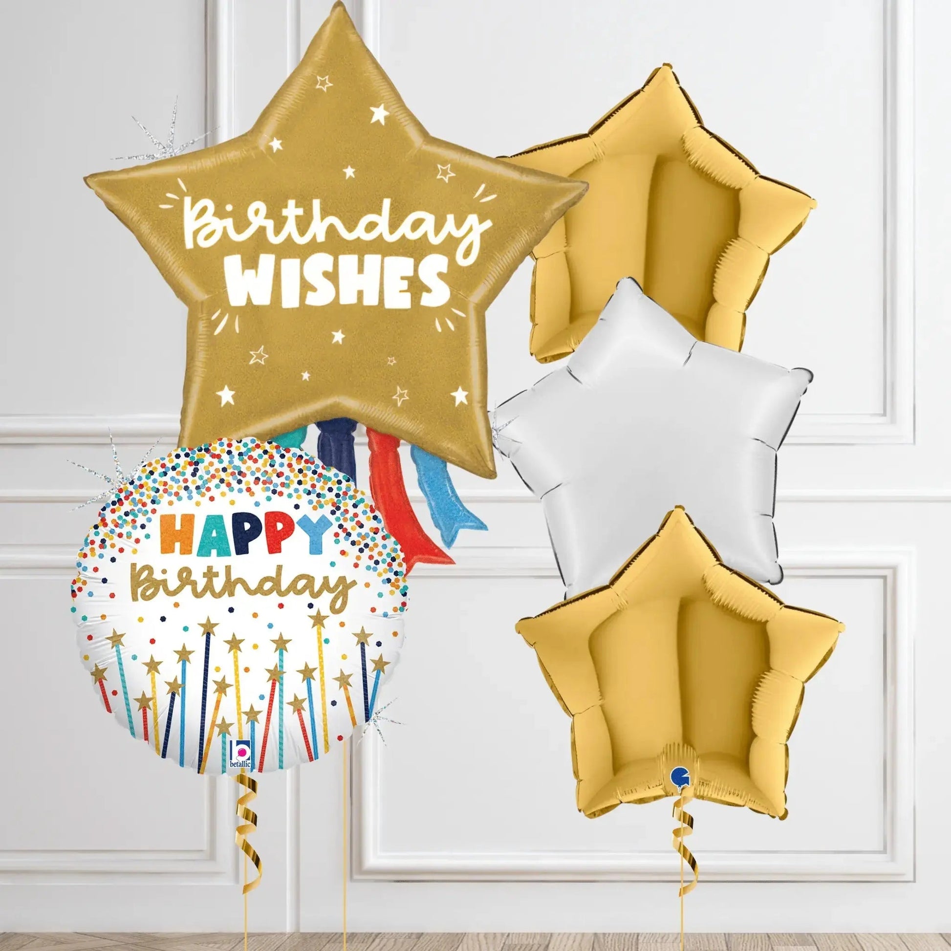 Glitter Candles and Star Birthday Balloon Bouquet