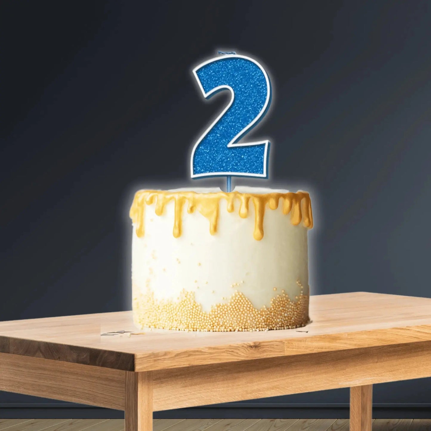 Glitter Number 2 Candle – 7.5cm, Blue & Silver | The Party Hut Cheltenham