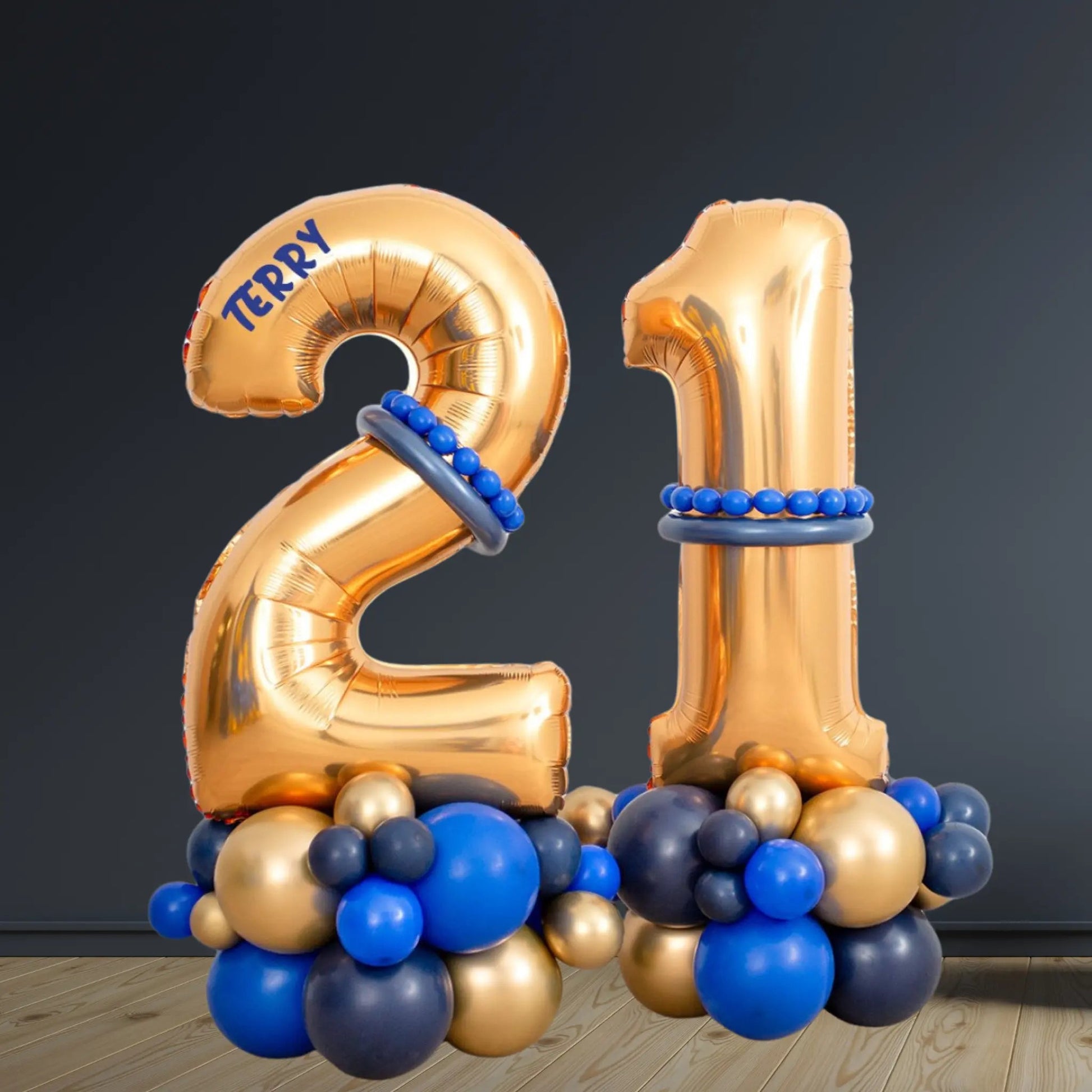 Gold & Blue Number Balloon Stack | Ages 16 to 90