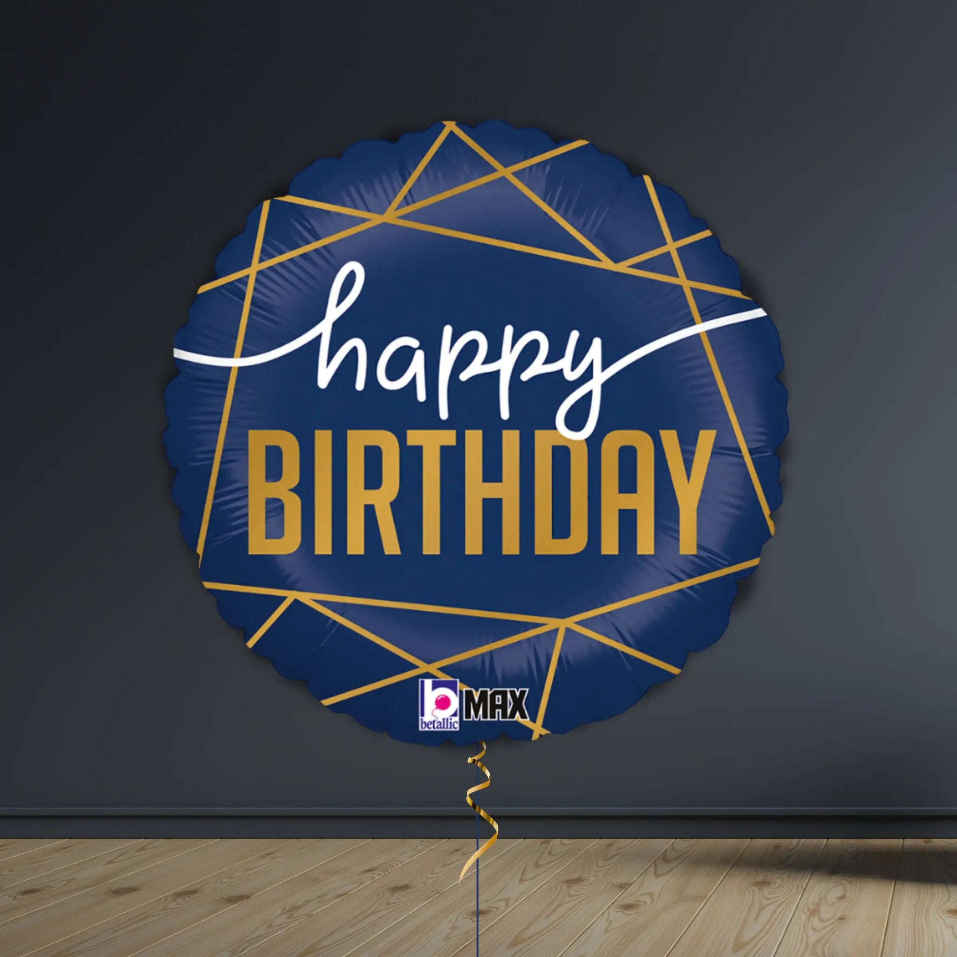 Gold & Navy Birthday Balloon Package | Helium Balloons