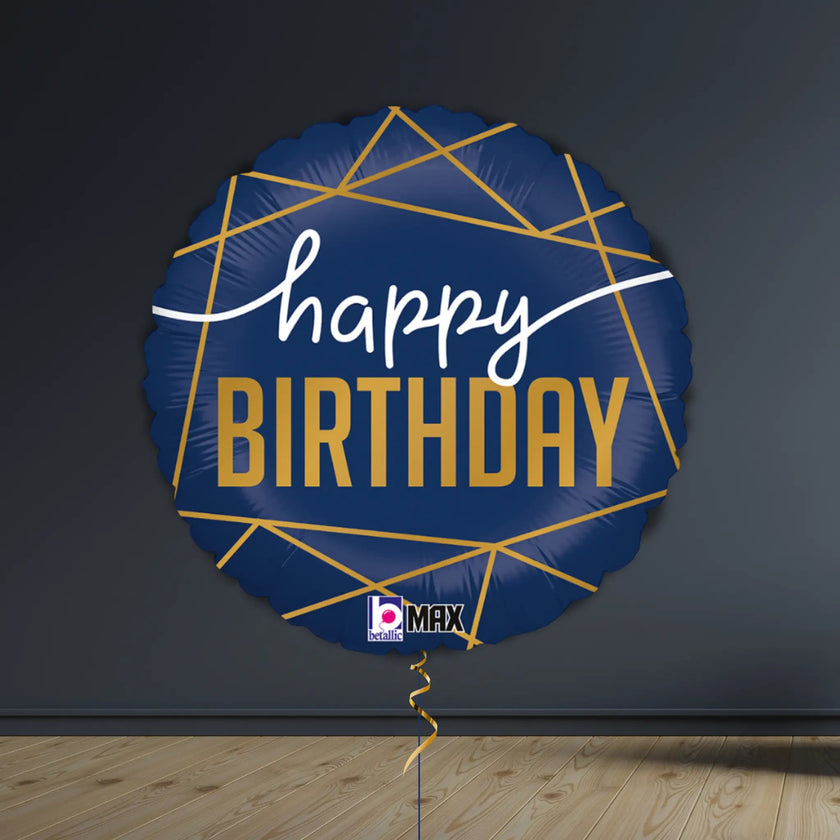 Gold & Navy Birthday Balloon Package | Helium Balloons