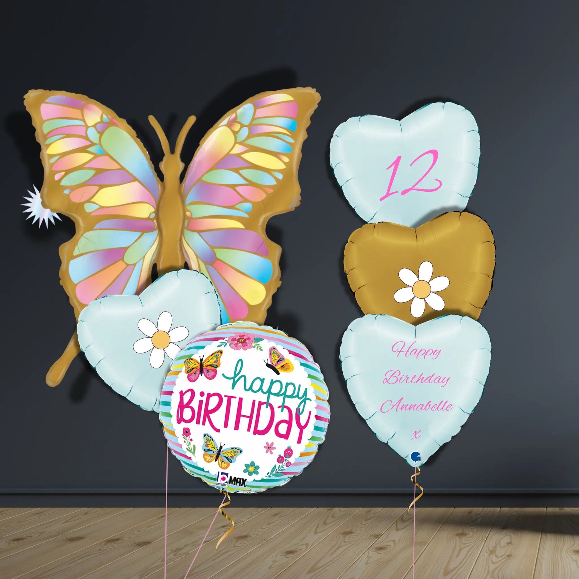 Golden Butterfly Balloon Package | Helium Balloons 🦋✨