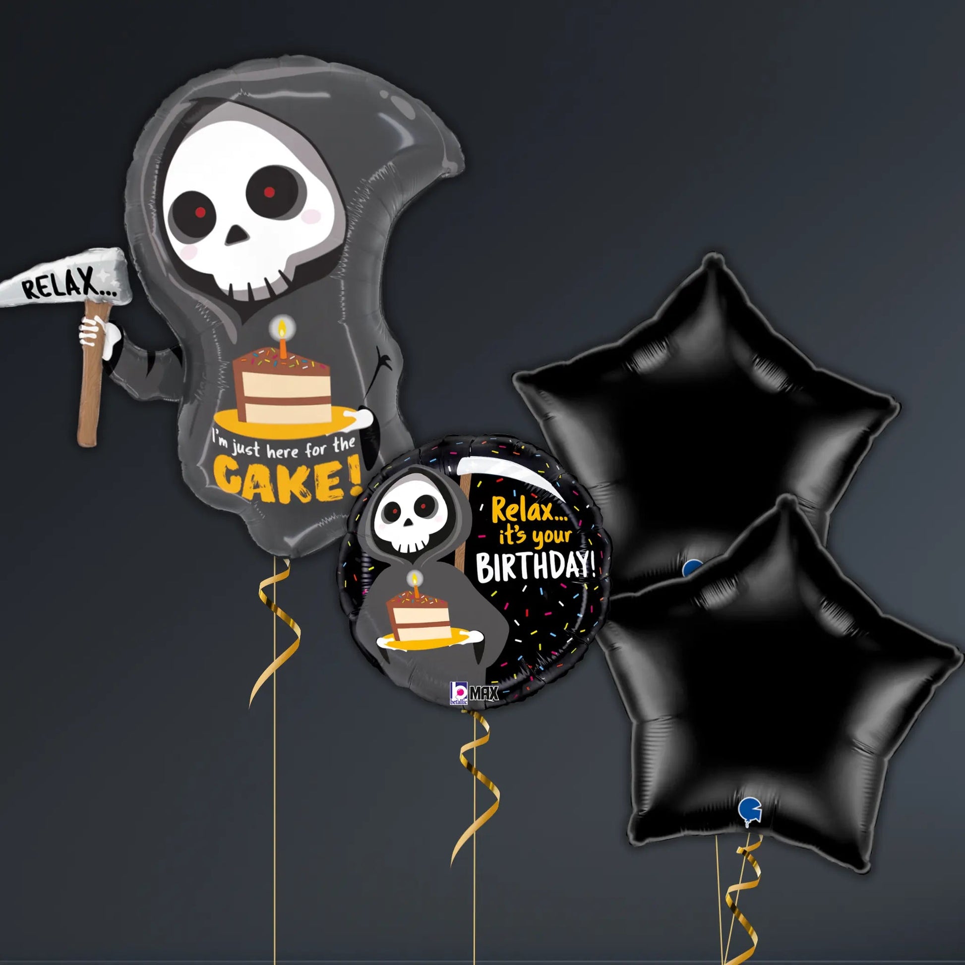 Grim Reaper Birthday Cake Balloon – 25" Helium Filled