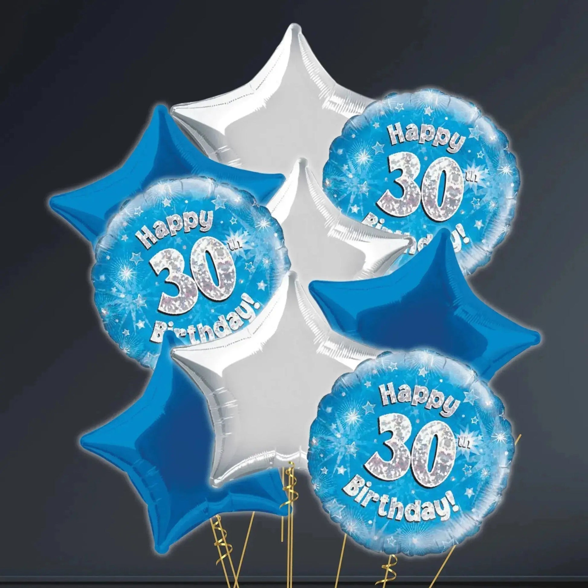 Happy 30th Birthday Blue Foil Balloon - 18"