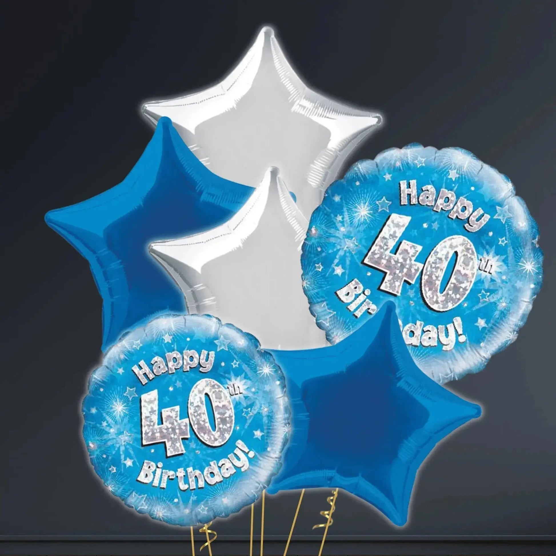 Happy 40th Birthday Blue Foil Balloon - 18"