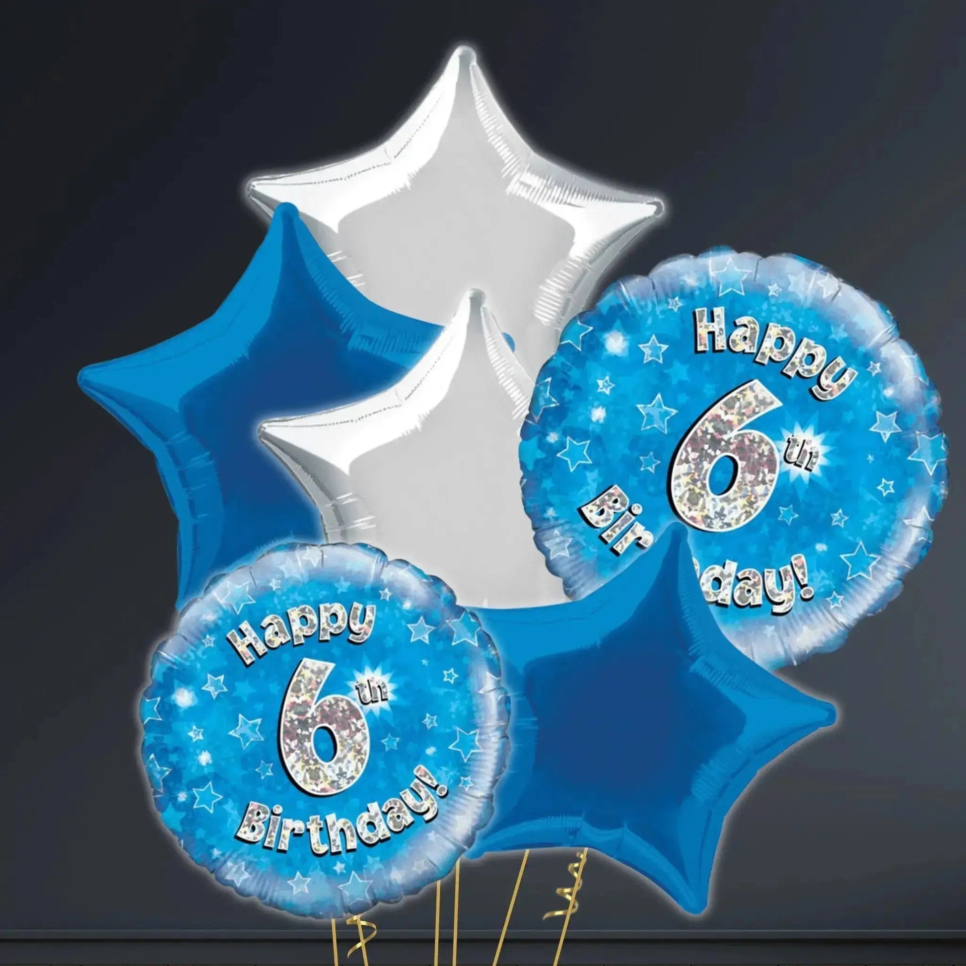 Happy 6th Birthday Blue Foil Balloon - 18"