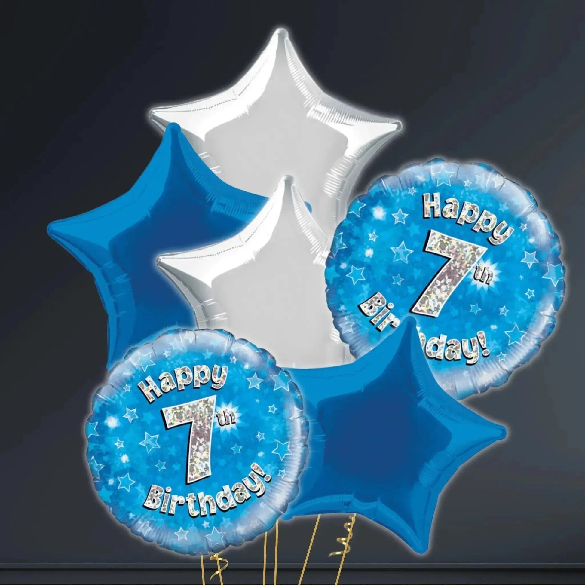 Happy 7th Birthday Blue Foil Balloon - 18"