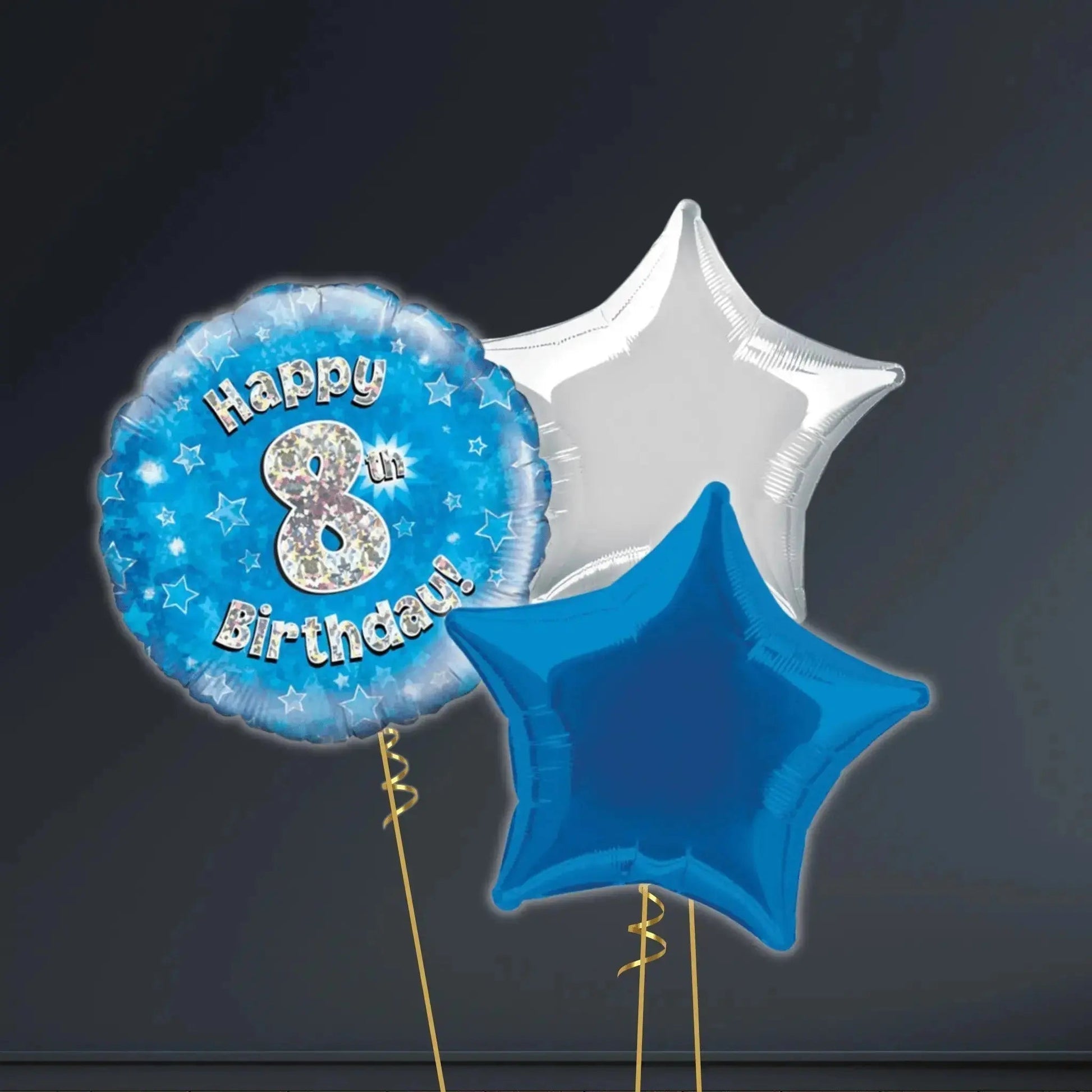 Happy 8th Birthday Blue Foil Balloon - 18"