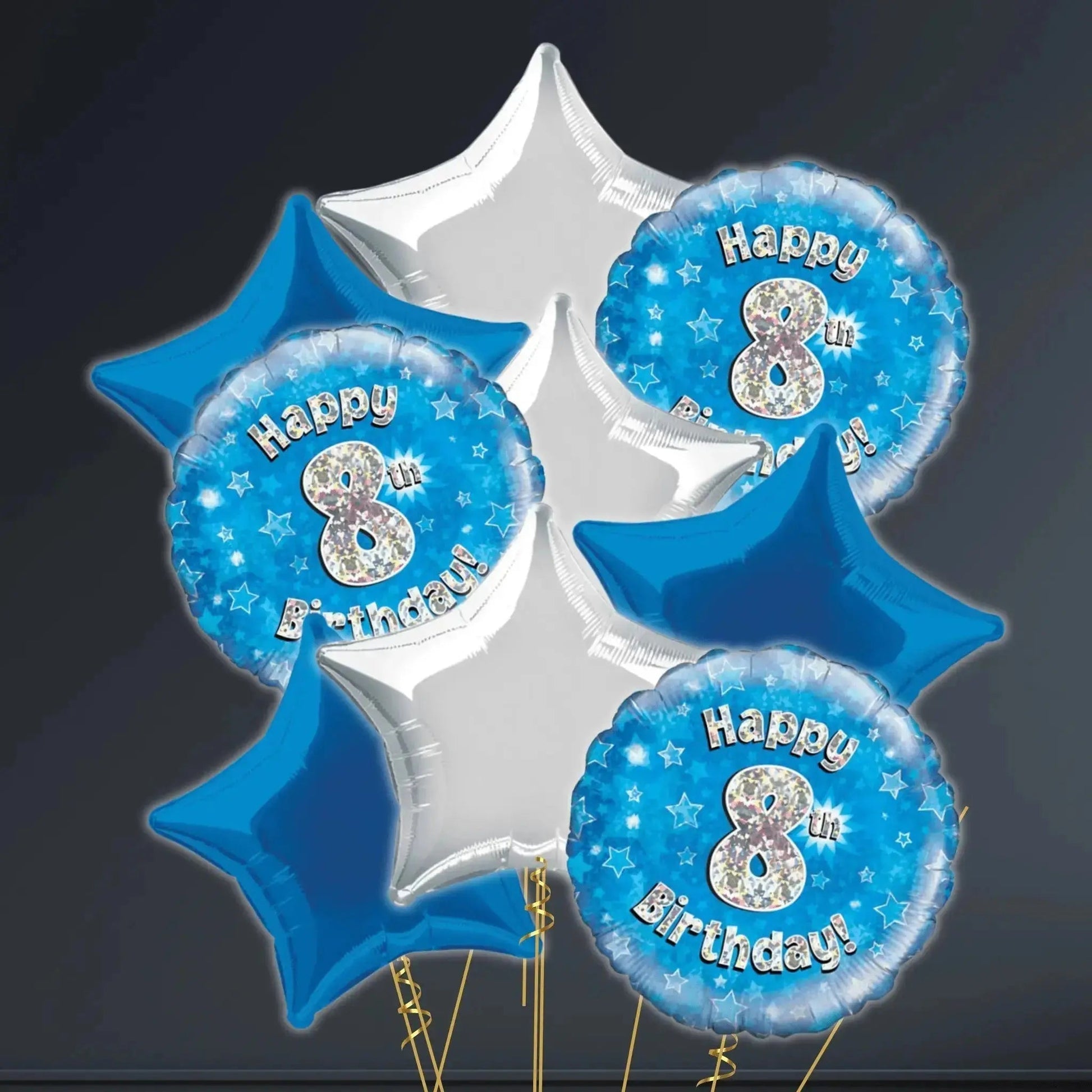 Happy 8th Birthday Blue Foil Balloon - 18"
